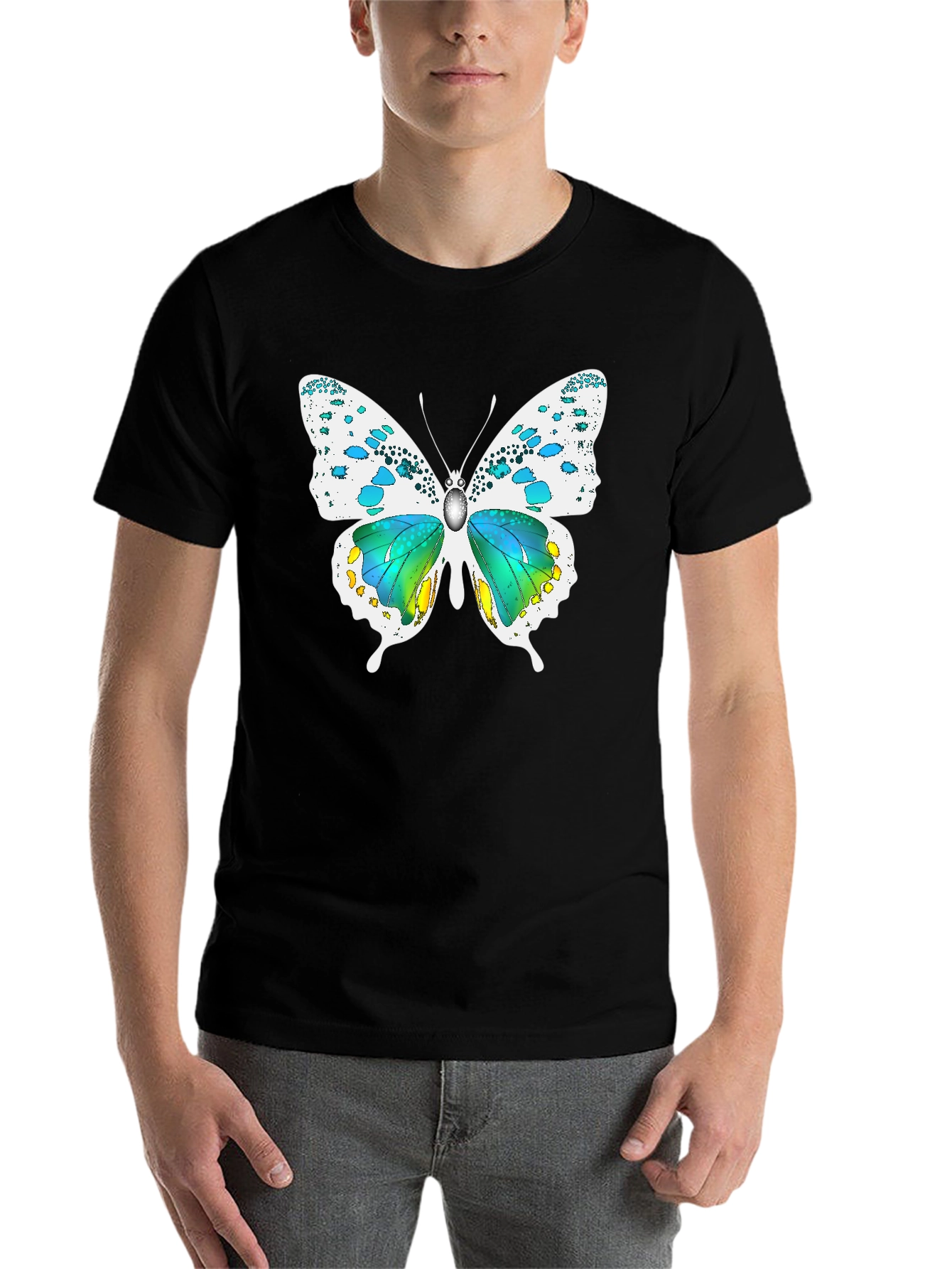 Black Butterfly Graphic Black T-Shirt view 7