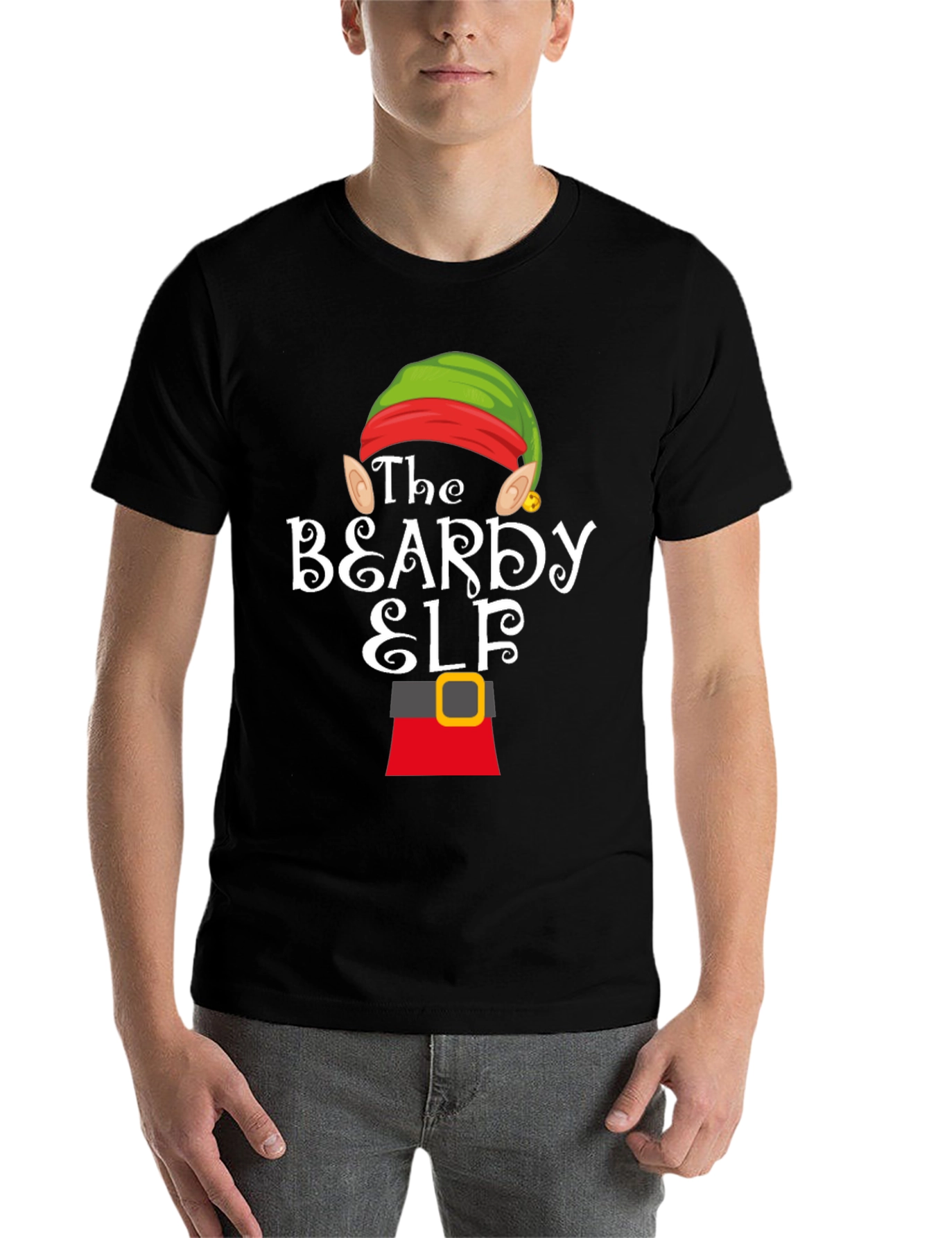 Beardy Elf Graphic T-Shirt - Festive Holiday Apparel - 7