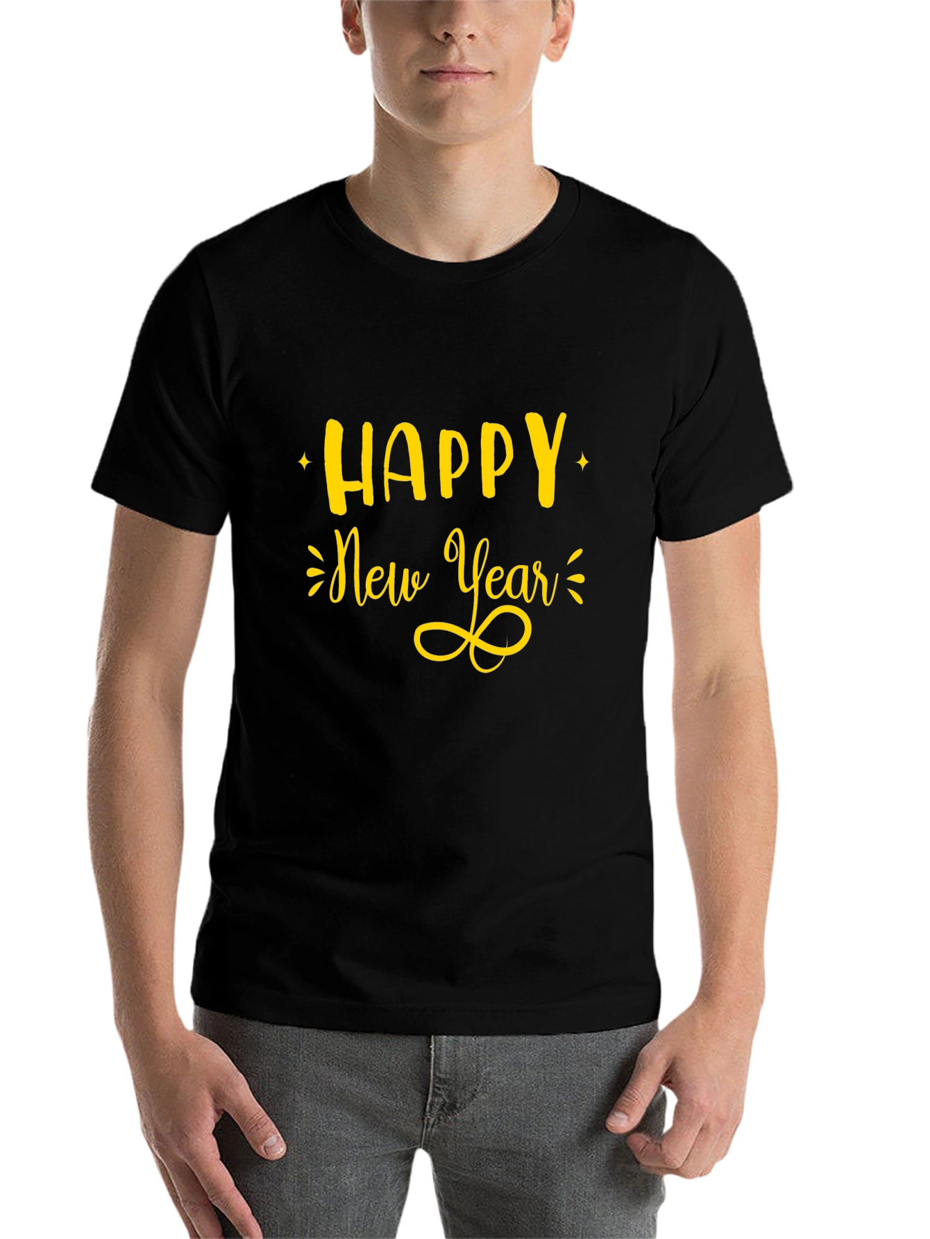 Black Happy New Year Graphic Tee - Black view 7