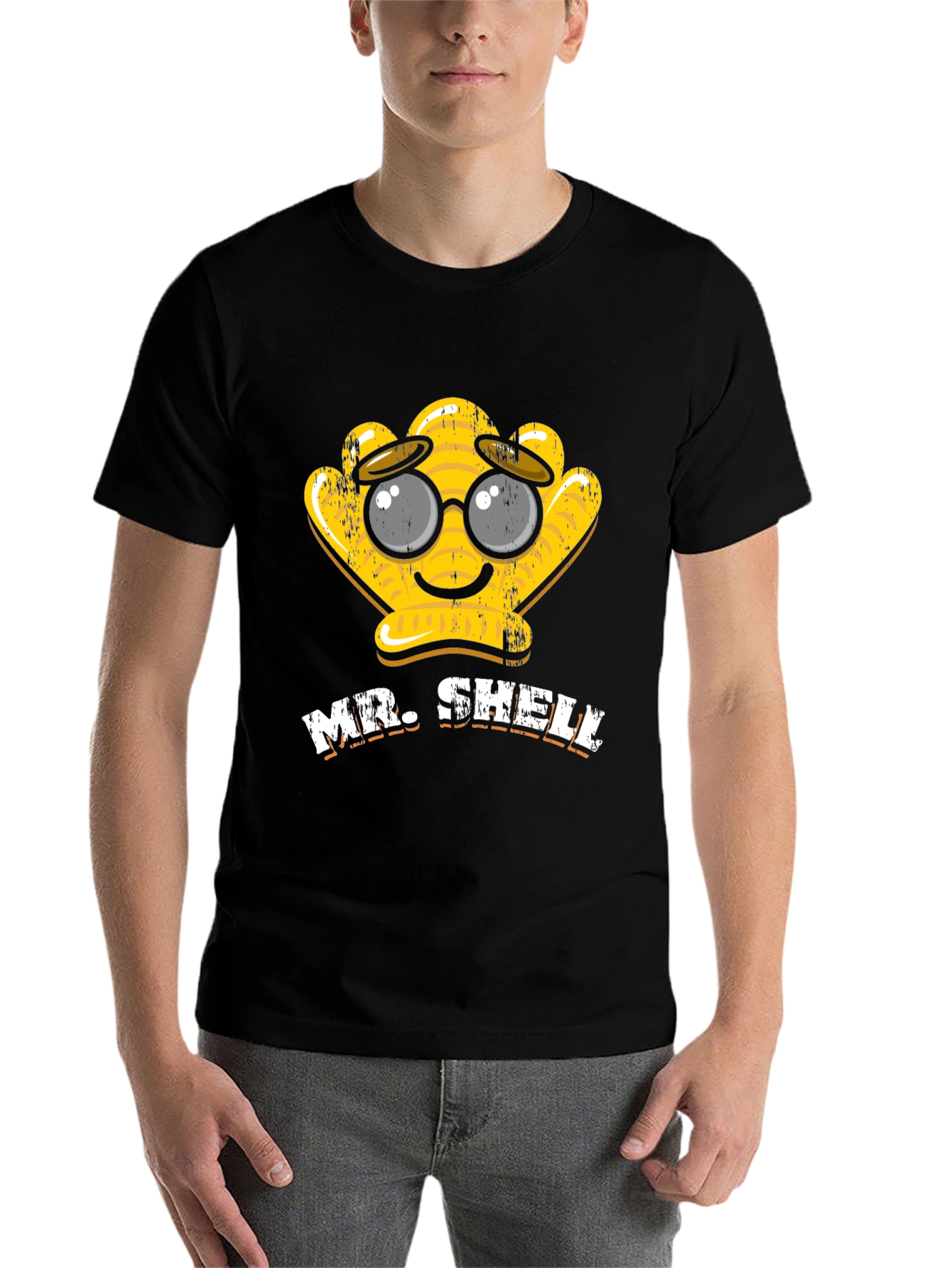 Black Mr. Shelly Graphic T-Shirt - Cute Cartoon Shell Tee view 7