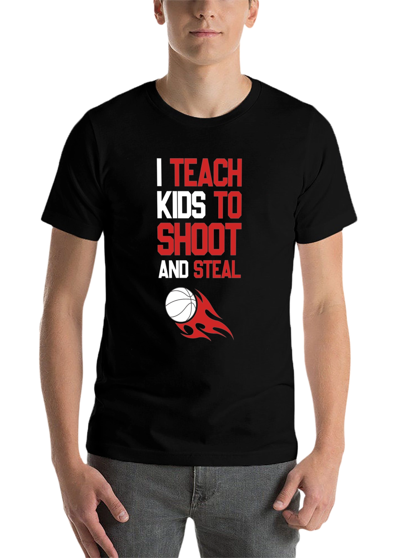 I Teach Kids to Shoot & Steal T-Shirt - Basketball Coach Tee - 7