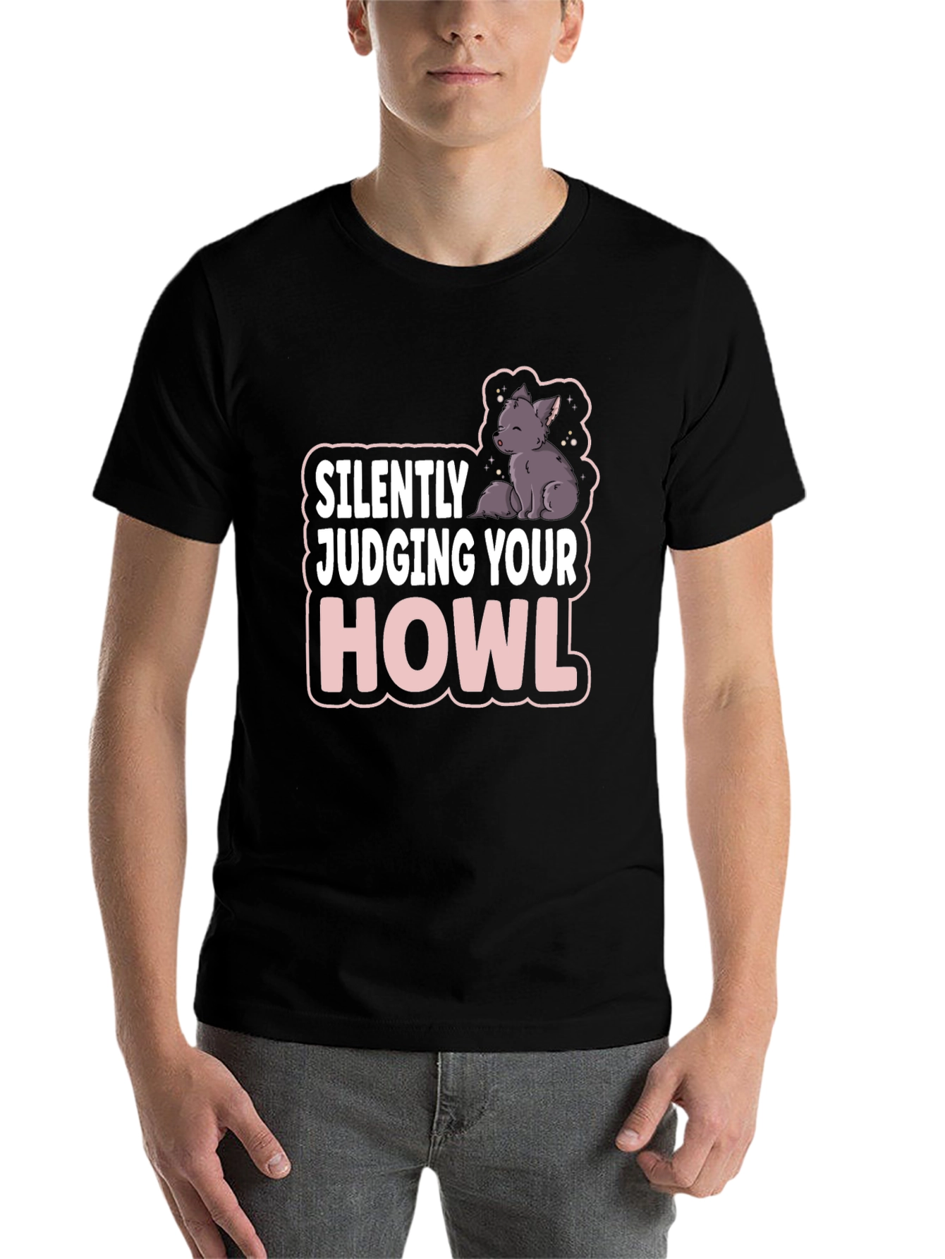 Black Silently Judging Your Howl T-Shirt - Funny Wolf Tee view 7
