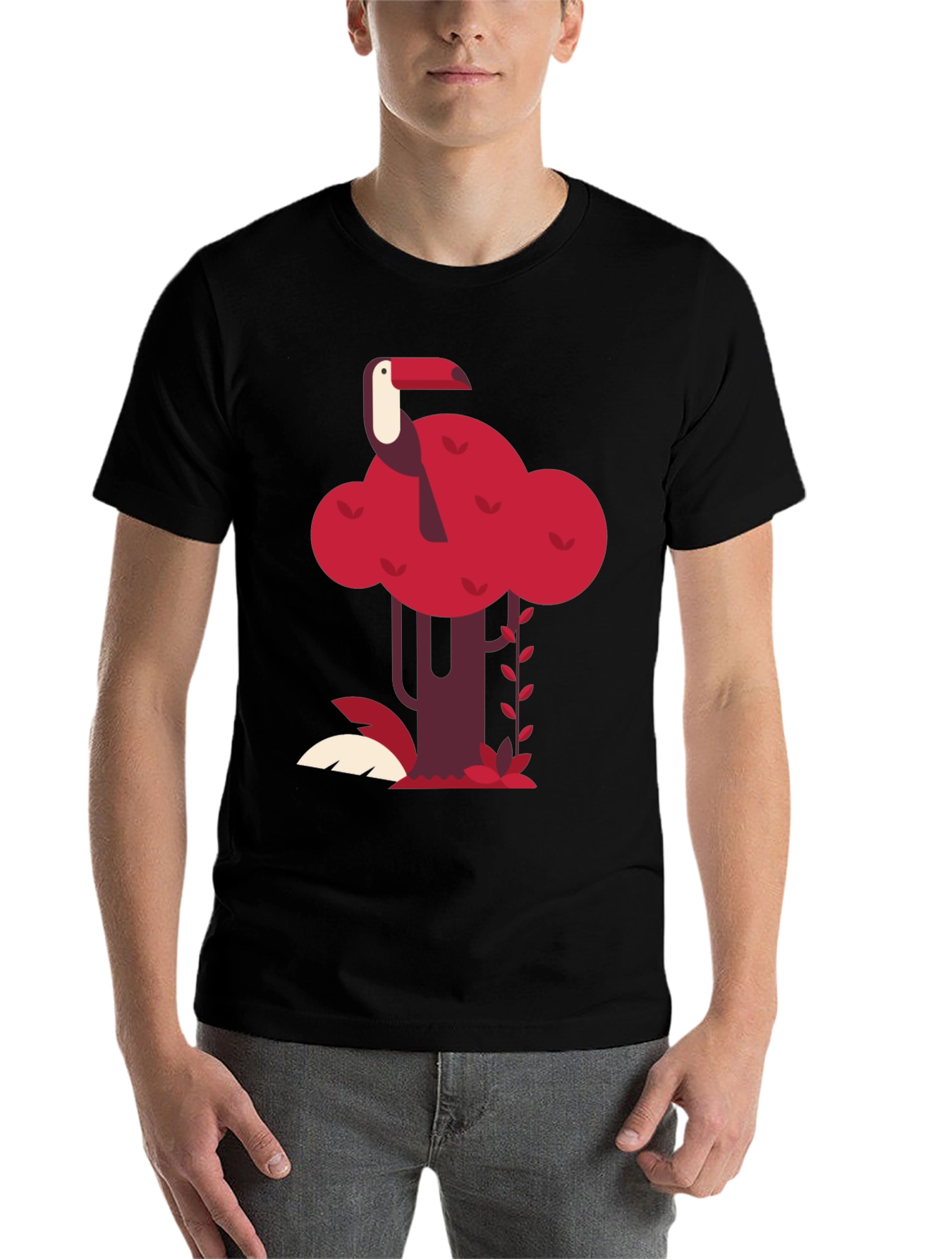 Black Tropical Toucan Graphic Tee - Black view 7