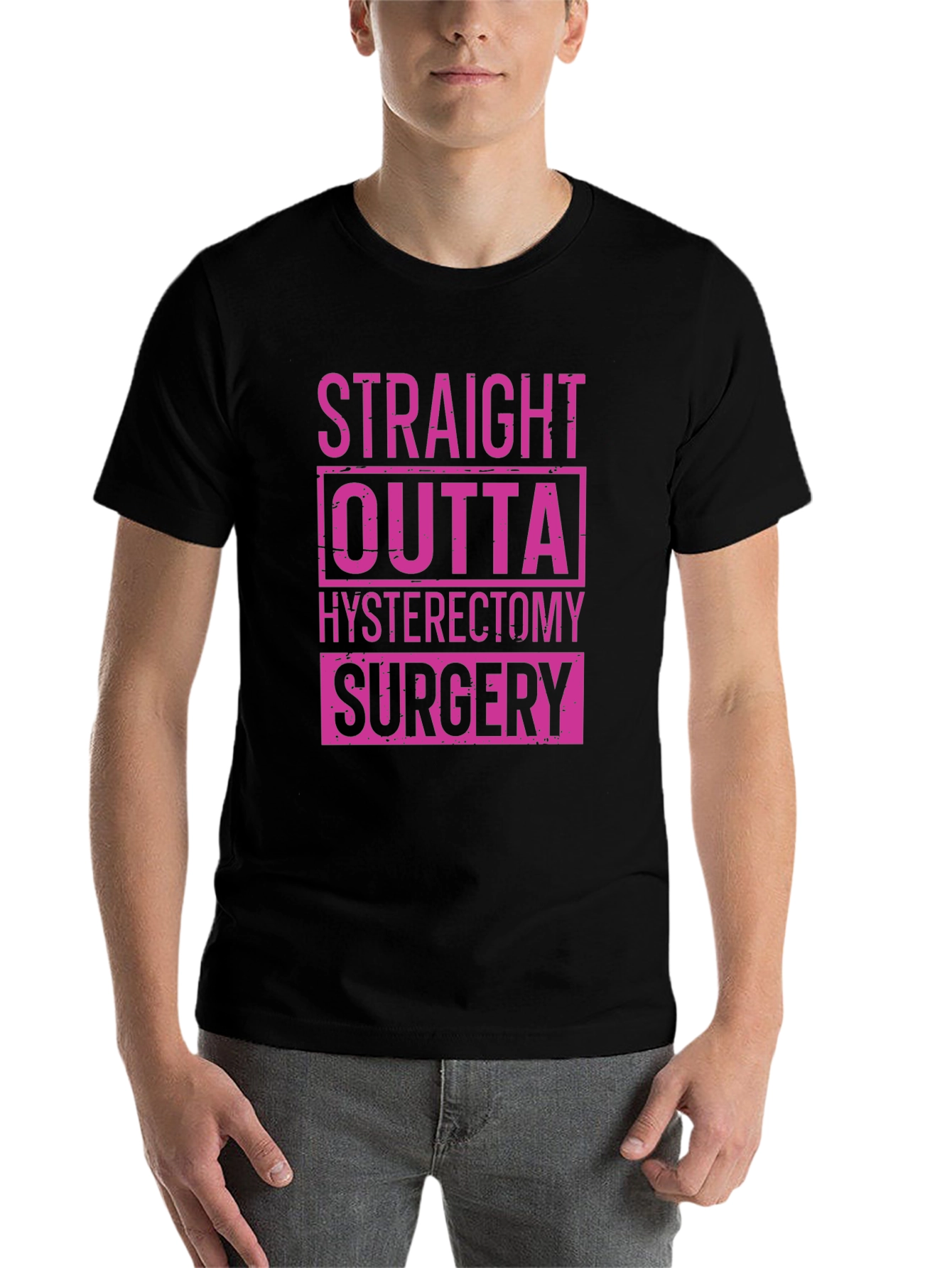 Black Straight Outta Hysterectomy Surgery T-Shirt view 7
