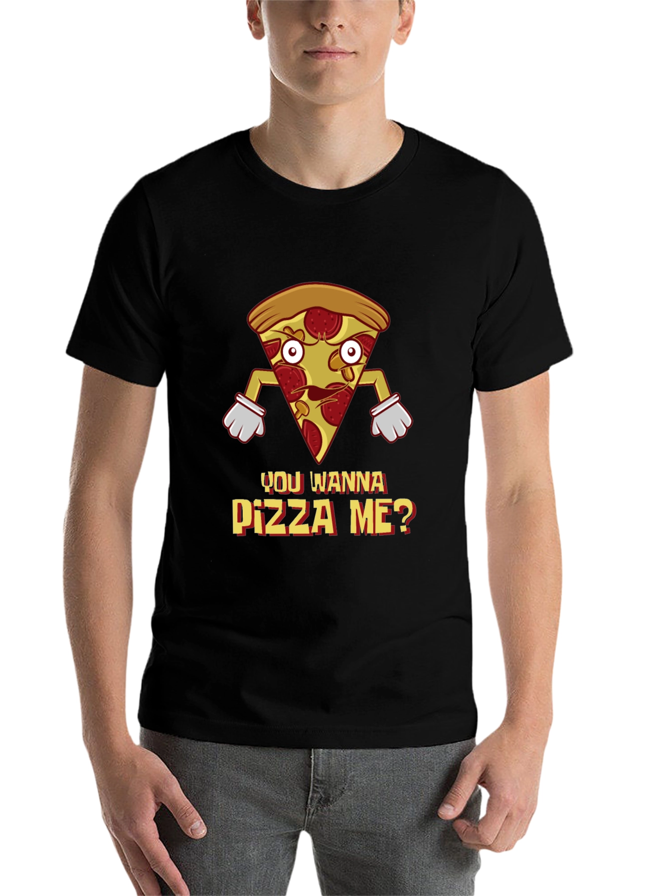 Black You Wanna Pizza Me? Graphic T-Shirt - Foodie Tee view 7