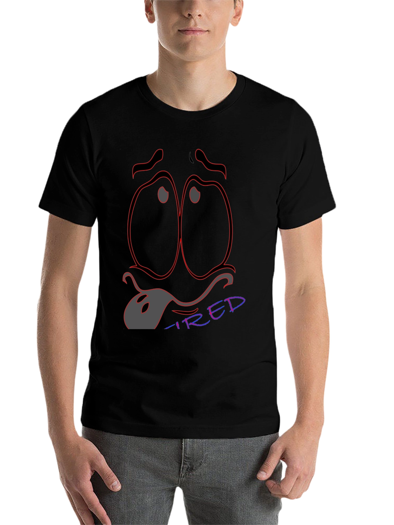 Black Tired Expression T-Shirt - Unique Graphic Tee view 7