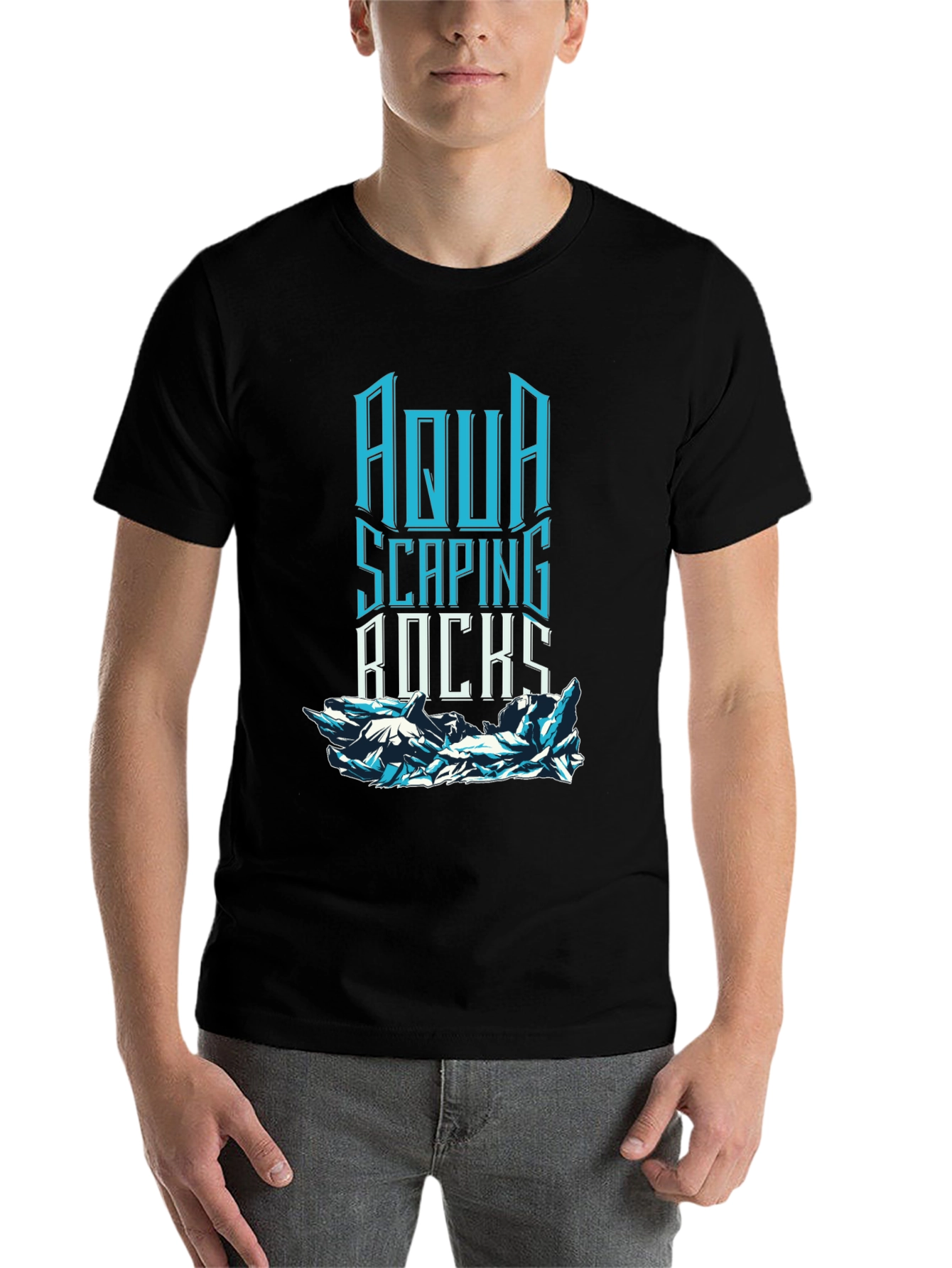 Black Aqua Scaping Rocks Graphic T-Shirt view 7