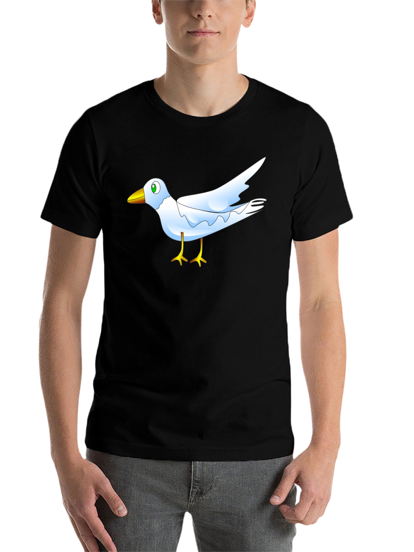 Black Cartoon Bird Graphic Black T-Shirt view 7