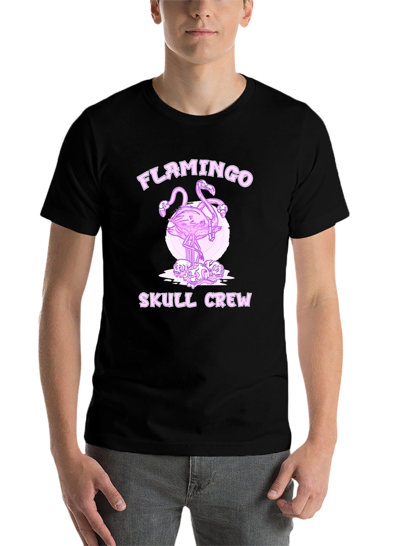 Black Flamingo Skull Crew Black T-Shirt view 7