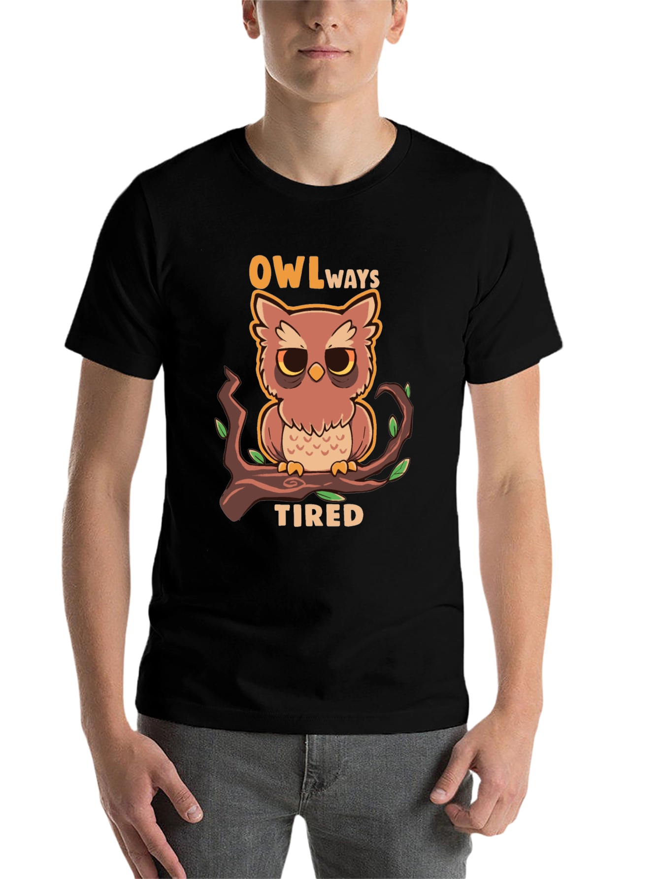 Black Owl Always Tired Graphic Tee view 7