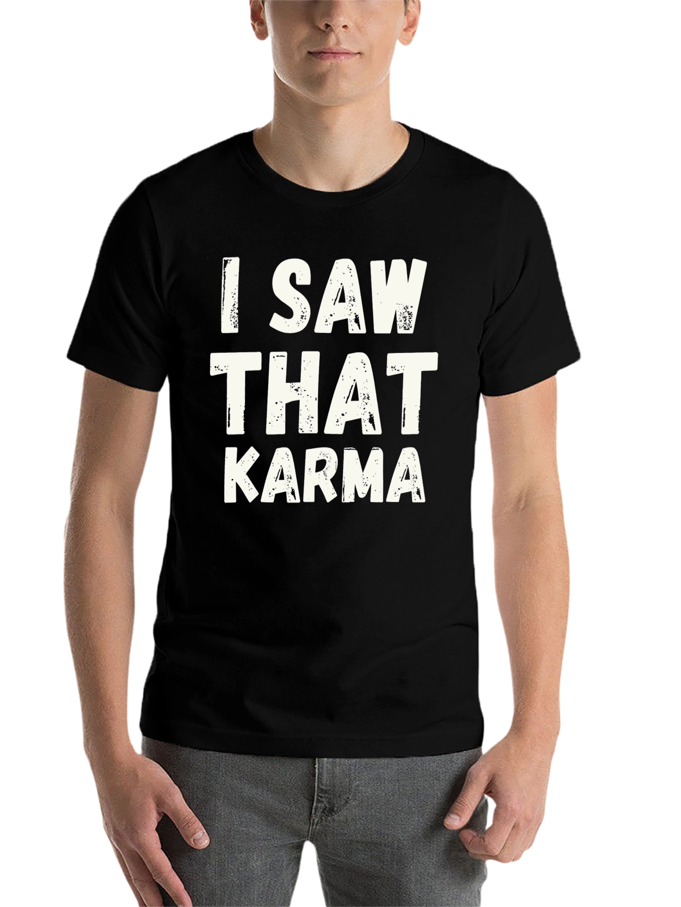 Black I Saw That Karma Graphic Tee - Trendy Black T-Shirt view 7