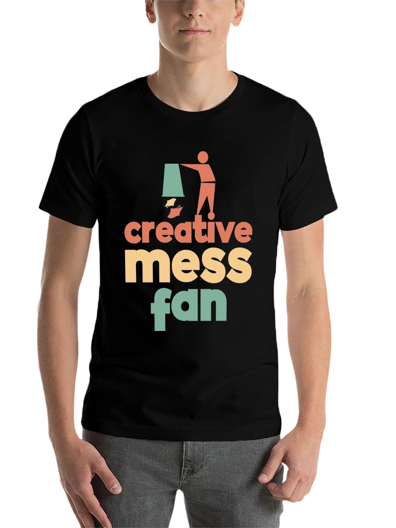 Black Creative Mess Fan Graphic T-Shirt - Stylish & Unique! view 7