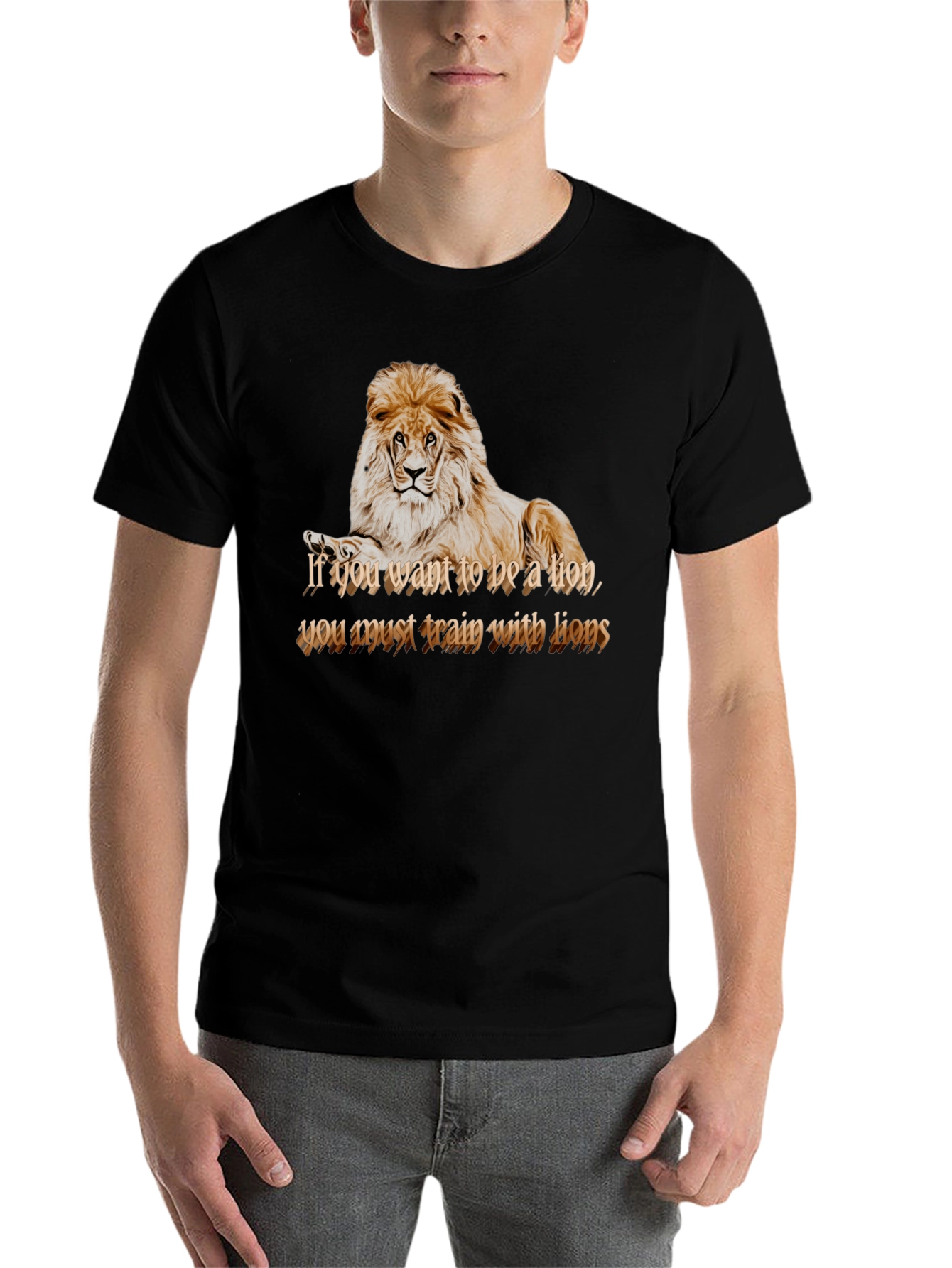 Black Lion Motivation Graphic Tee - Train With Lions T-Shirt view 7