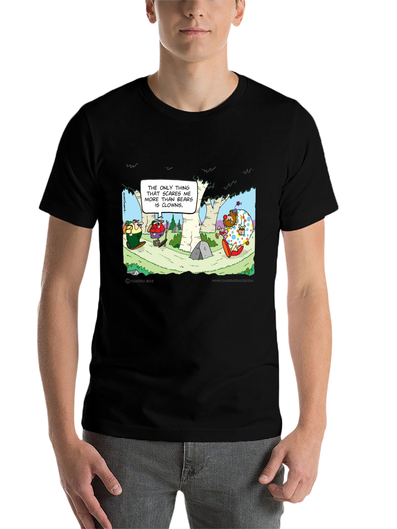 Black Clowns vs Bears T-Shirt: Cartoon Humor Tee view 7