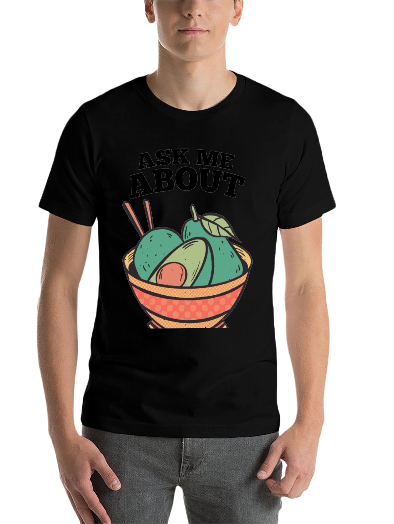 Black Avocado Bowl Graphic Tee - Ask Me About Avocados! view 7