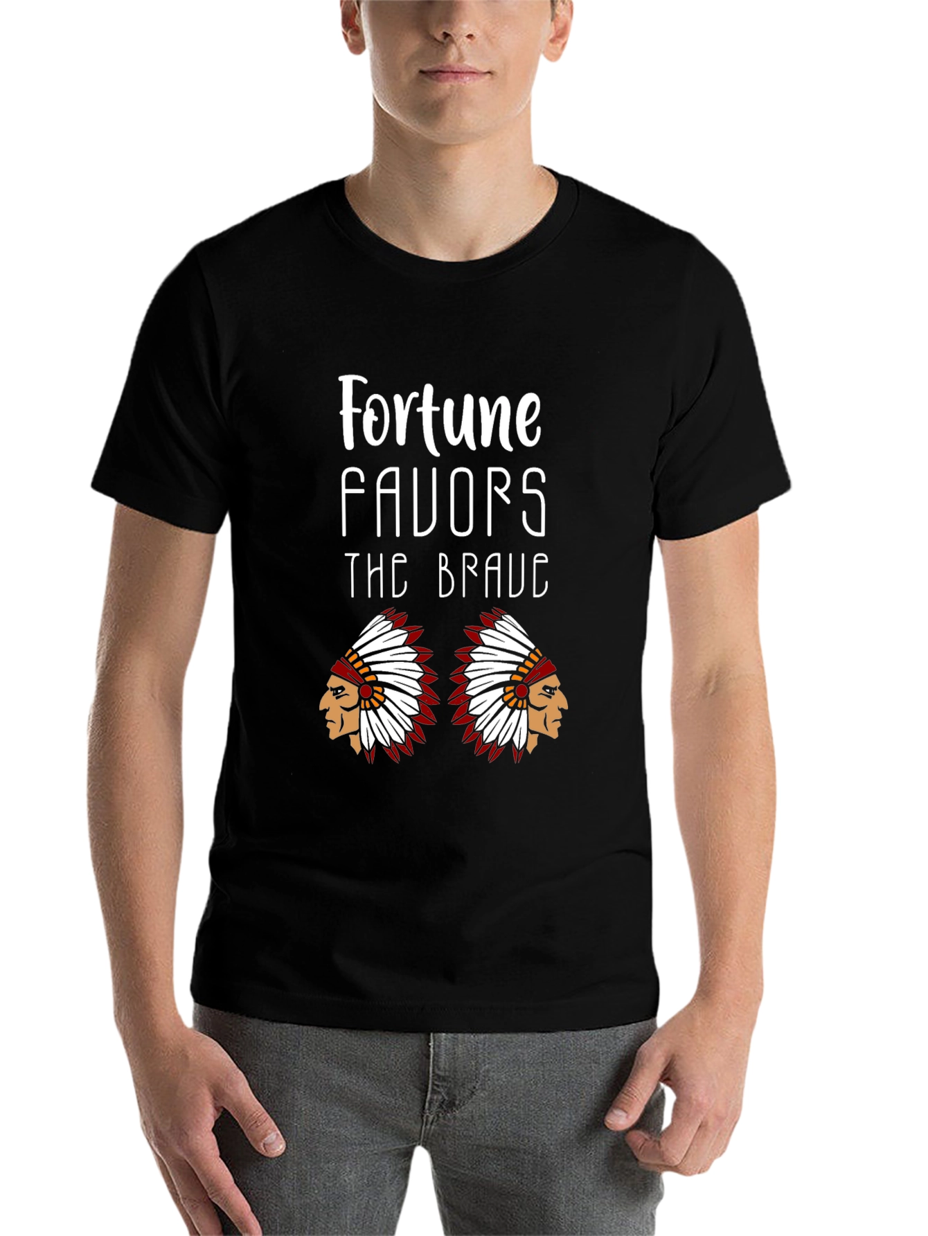 Black Fortune Favors the Brave Graphic Tee view 7