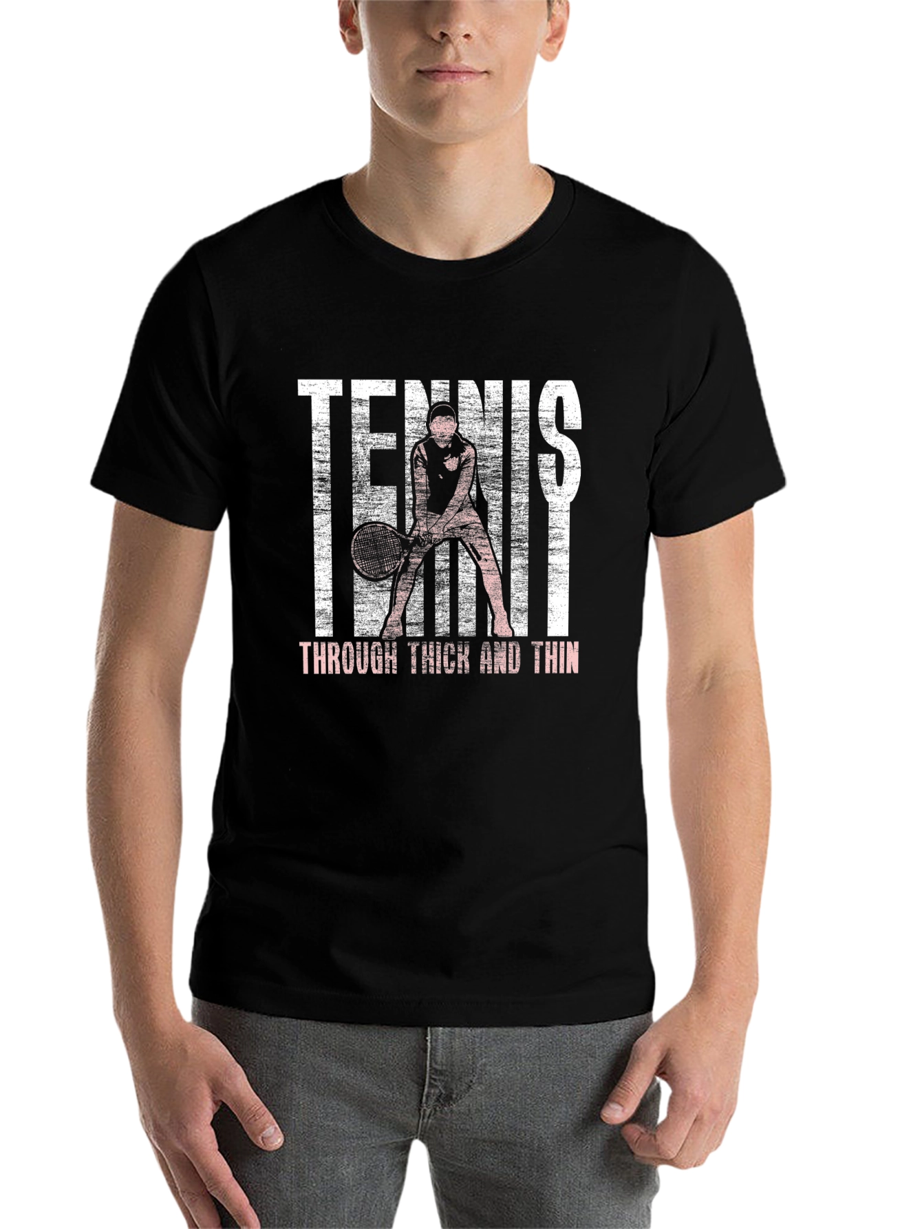 Black Tennis Through Thick and Thin Graphic Tee view 7
