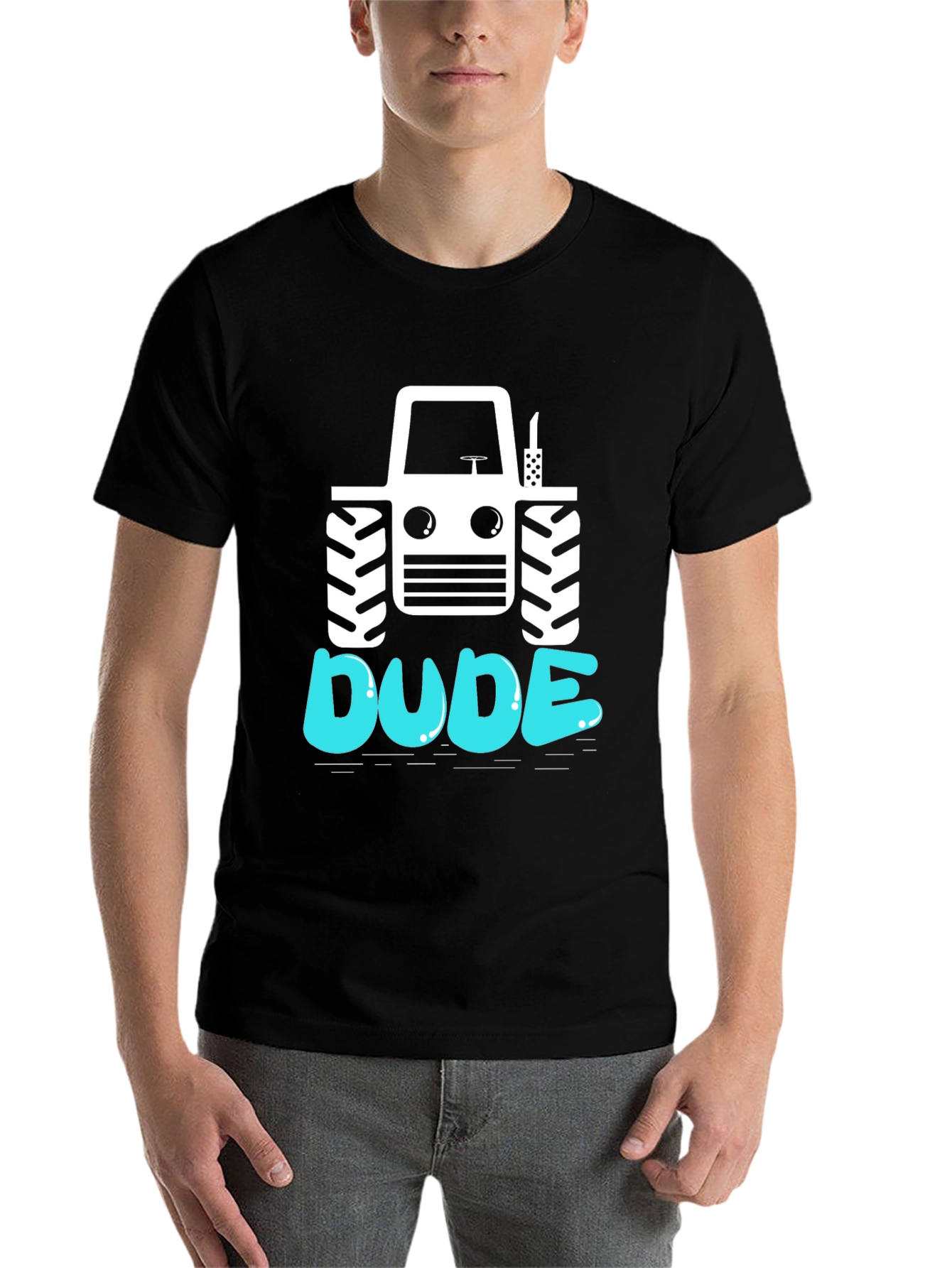 Black Dude Tractor Graphic Tee - Black Cotton T-Shirt view 7