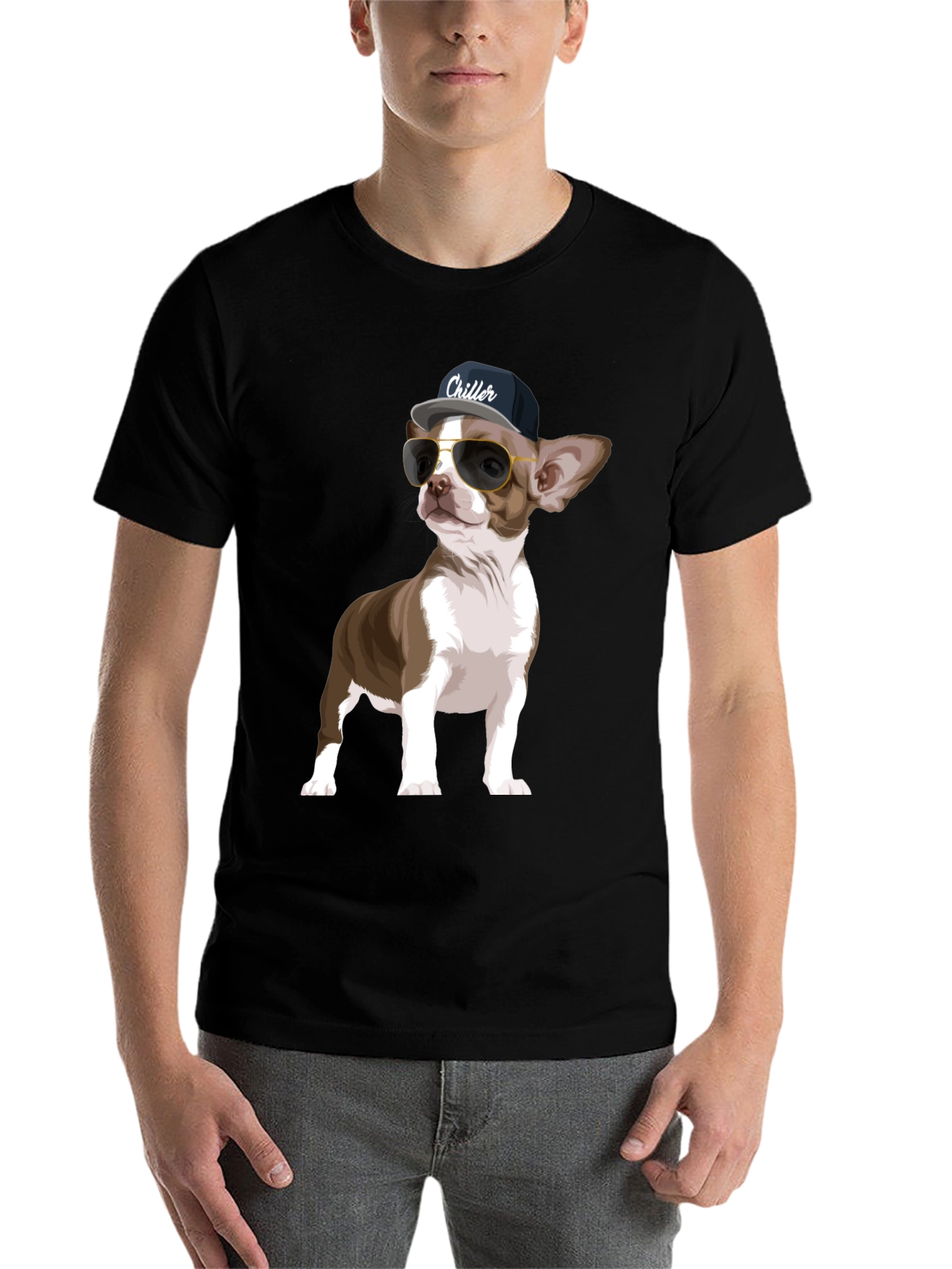 Black Cool Chihuahua Graphic T-Shirt view 7