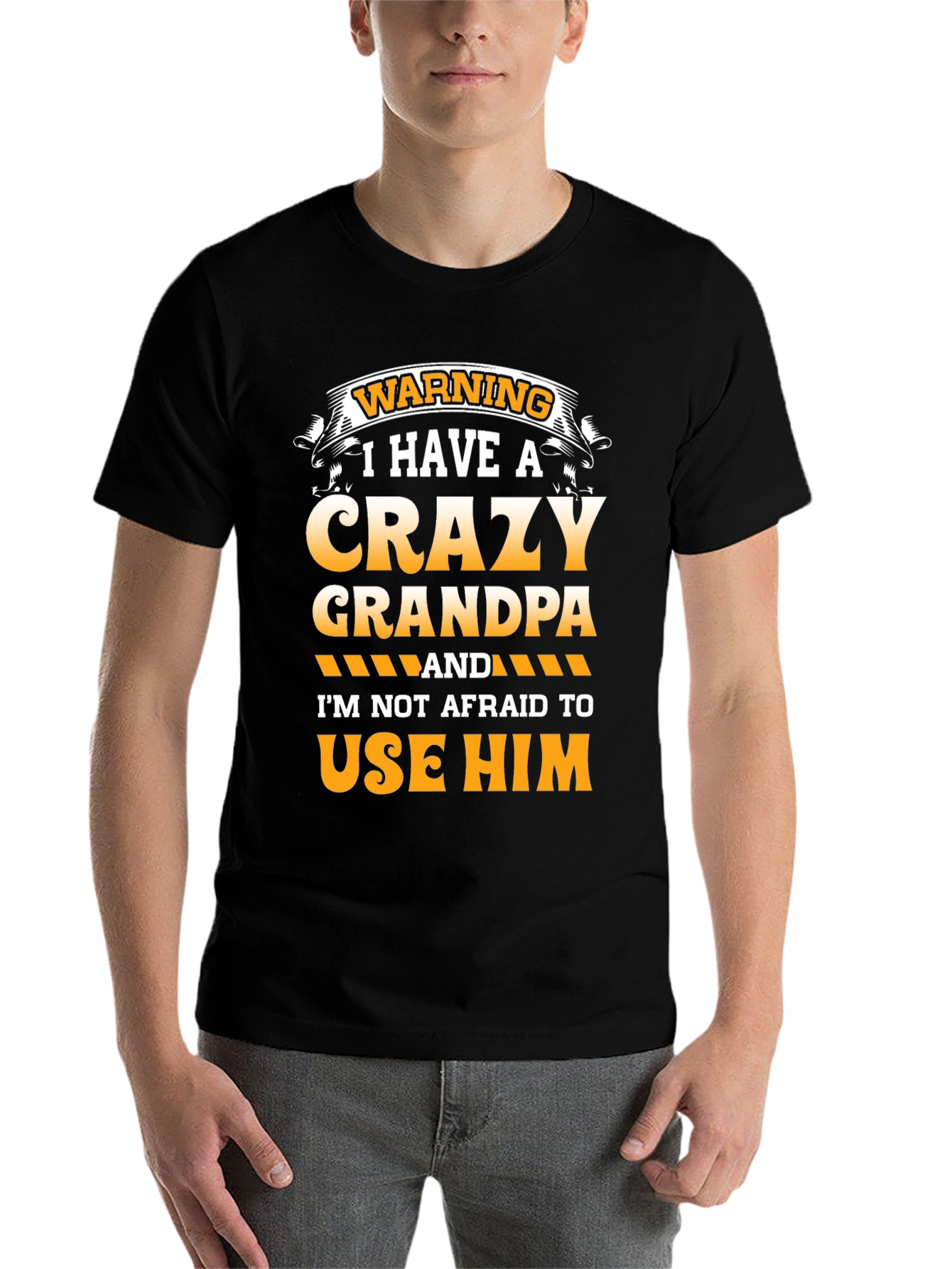 Black Crazy Grandpa T-Shirt - Warning Graphic Tee view 7
