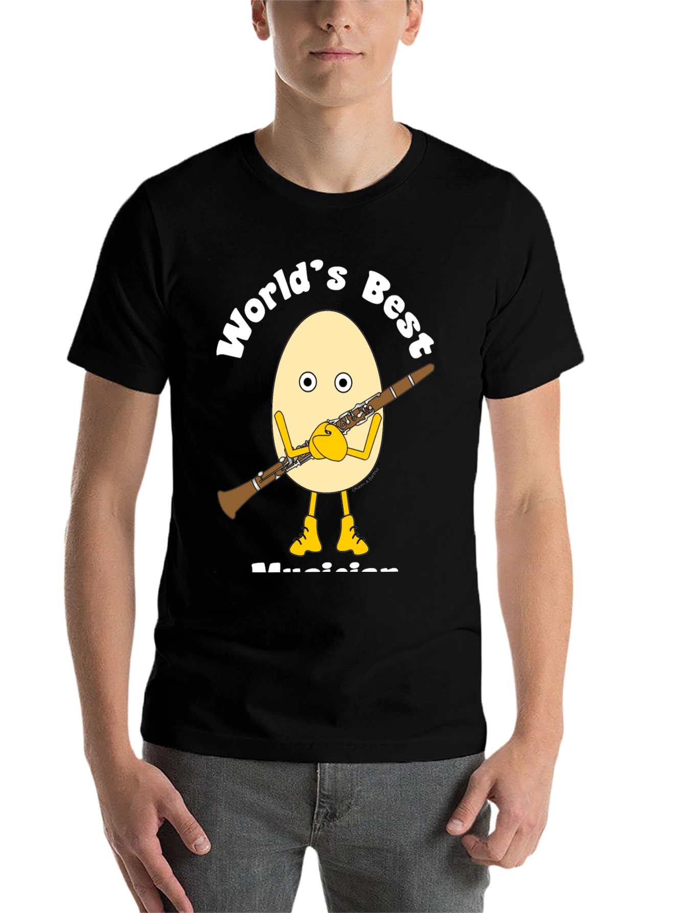 Black World's Best Musician Egg Humor T-Shirt view 7