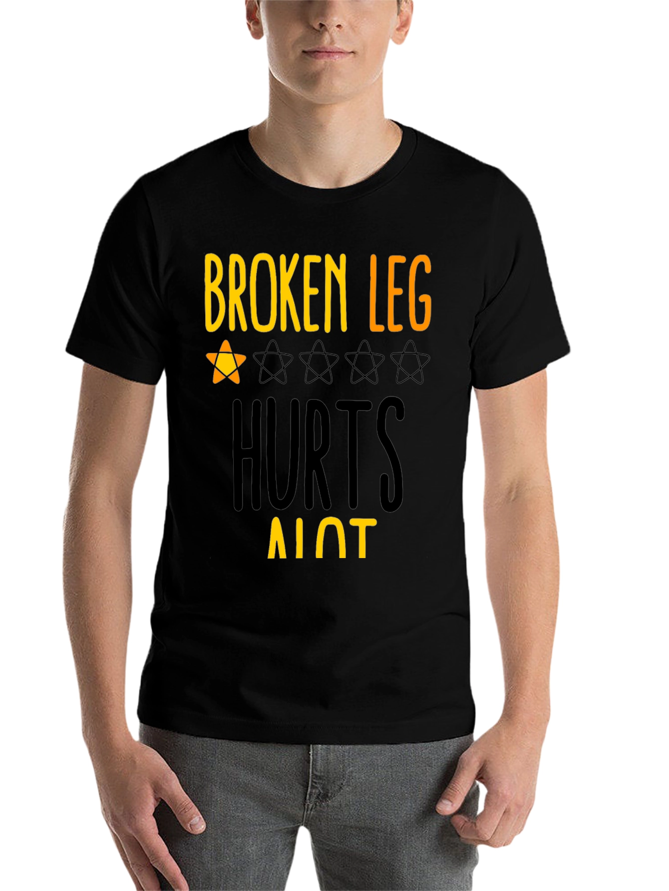 Black Broken Leg Hurts Alot Graphic Tee view 7