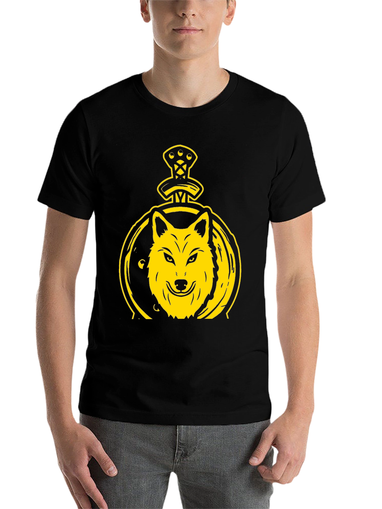 Black Wolf and Sword Graphic T-Shirt - Black view 7