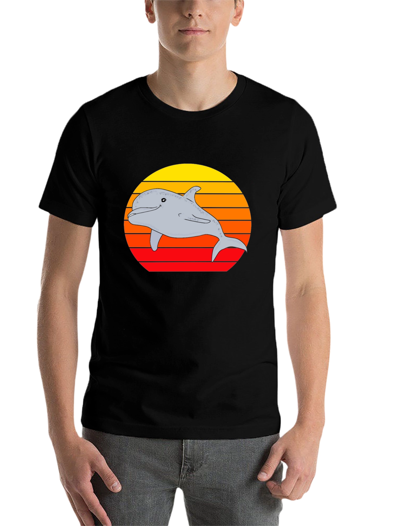 Black Dolphin Sunset Graphic Tee view 7
