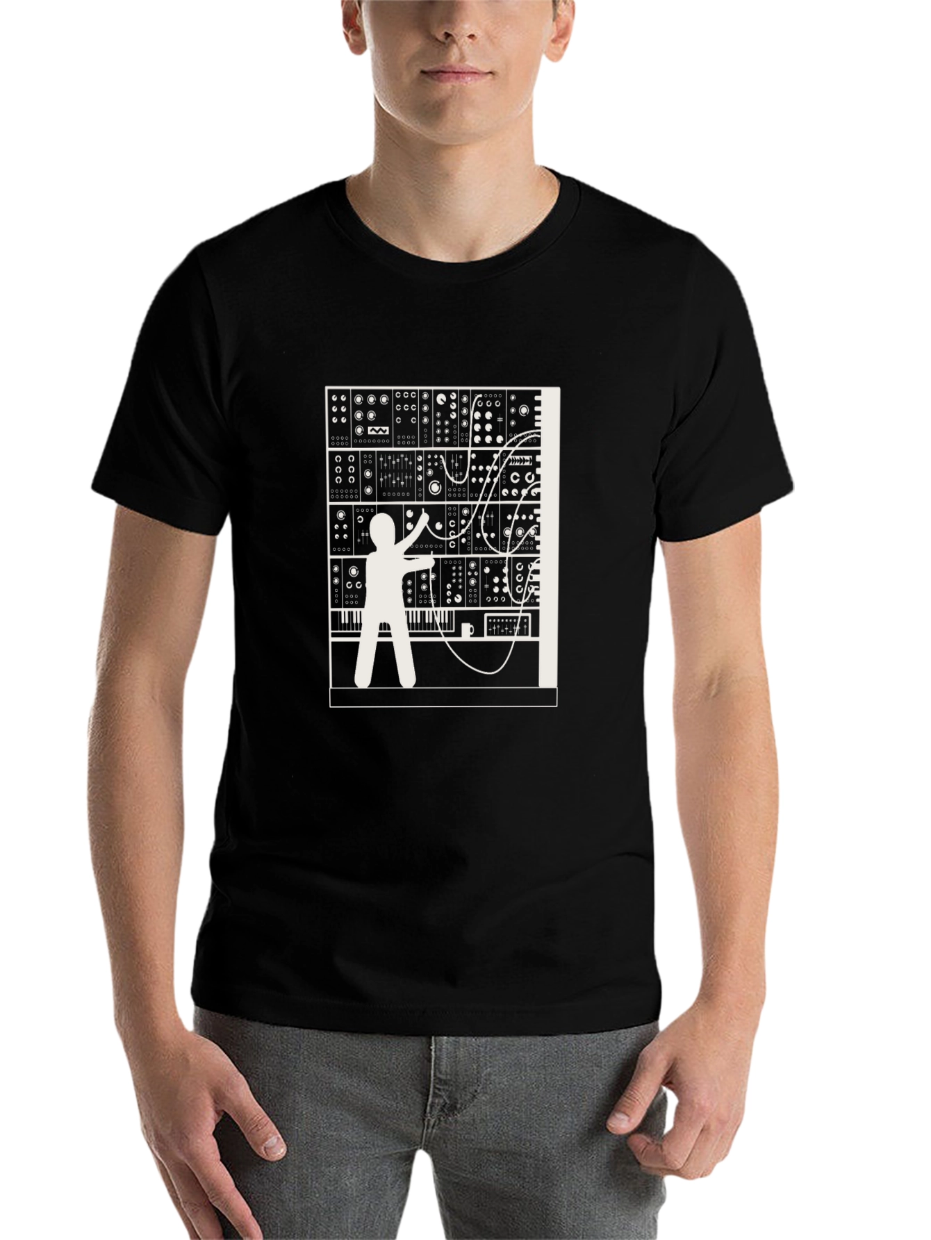 Black Modular Synthesizer Graphic Tee - Black view 7