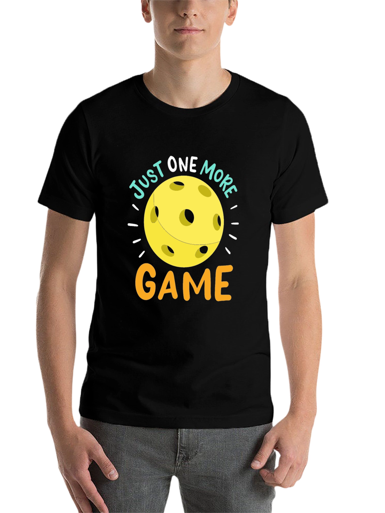 Black Just One More Game Pickleball T-Shirt view 7
