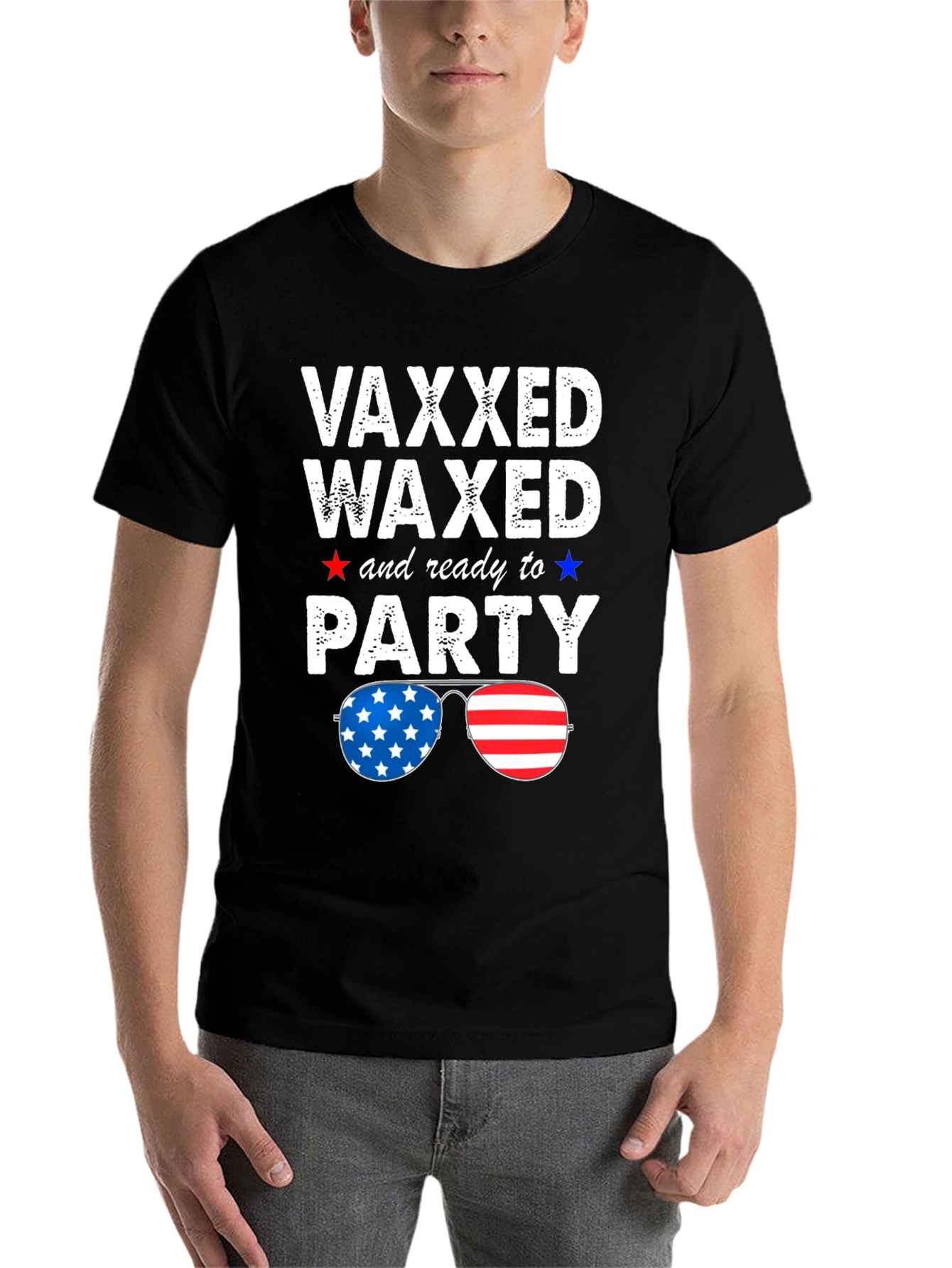 Black Vaxxed Waxed & Ready to Party Patriotic Tee view 7