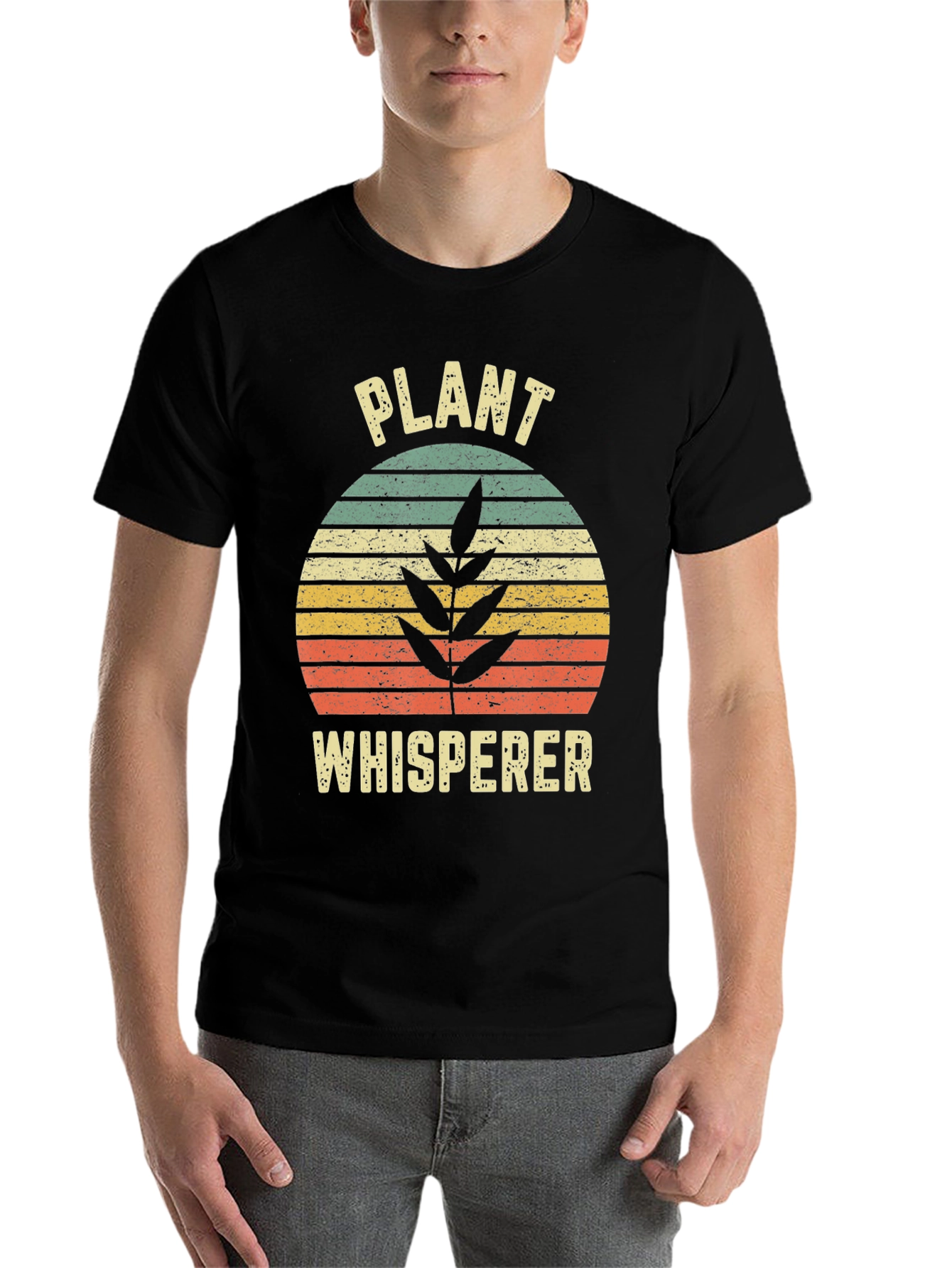 Black Plant Whisperer Retro T-Shirt view 7