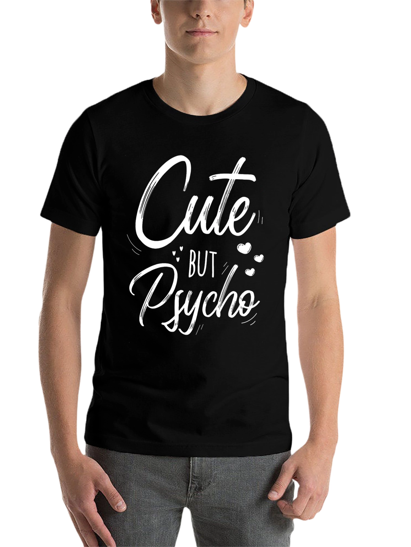 Black Cute But Psycho Graphic Tee - Unisex Cotton T-Shirt view 7