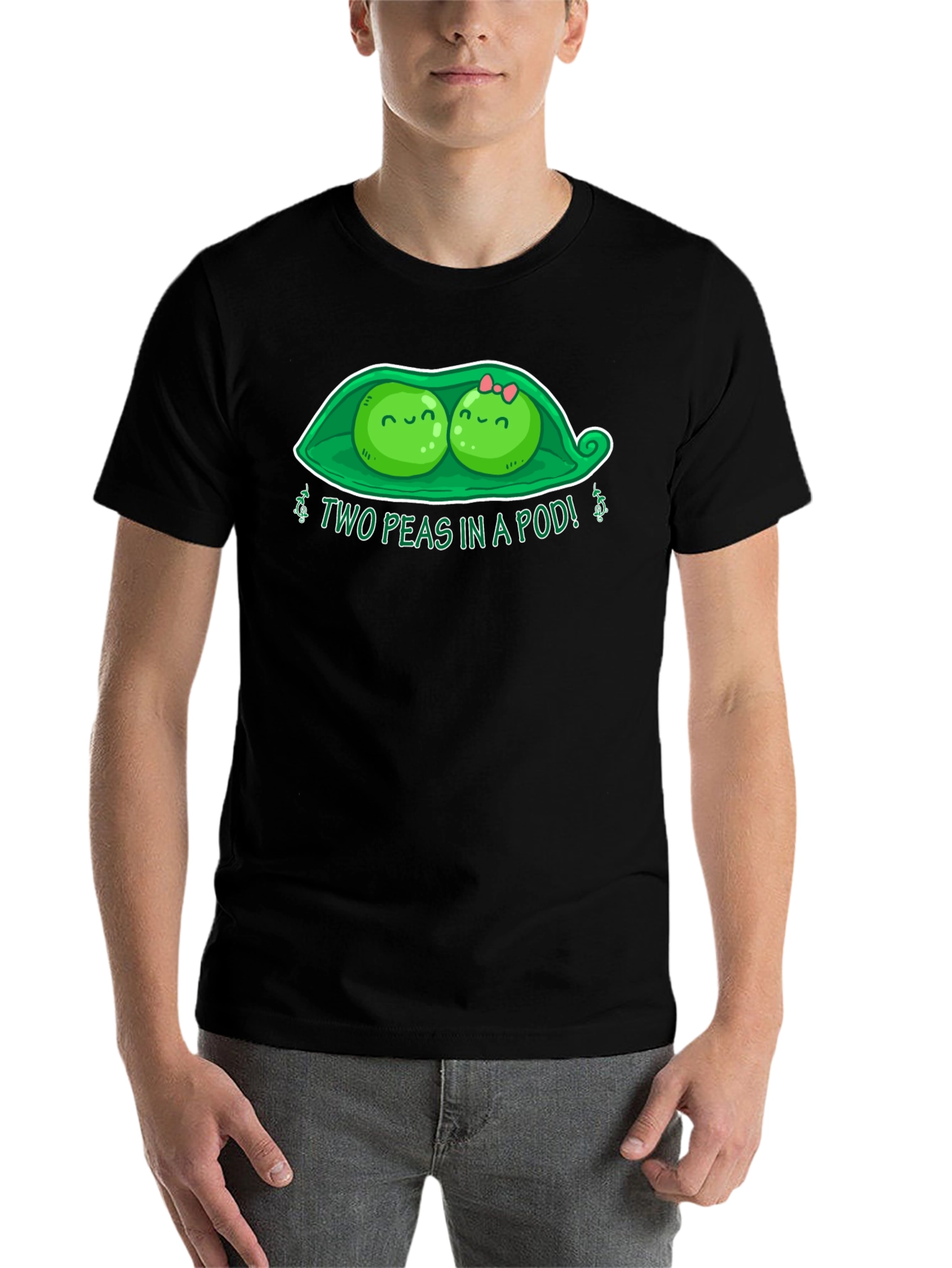 Black Two Peas in a Pod T-Shirt - Cute Graphic Tee view 7