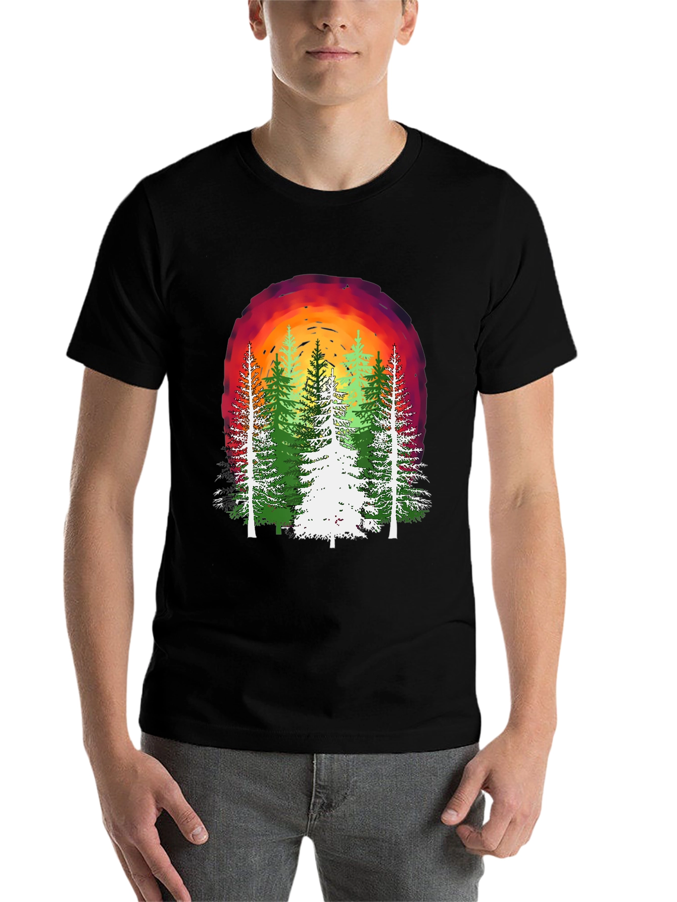 Black Nature Sunset Graphic T-Shirt view 7
