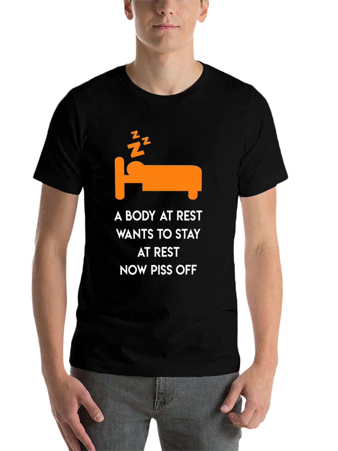 Black Funny Sleepy T-Shirt: A Body At Rest view 7