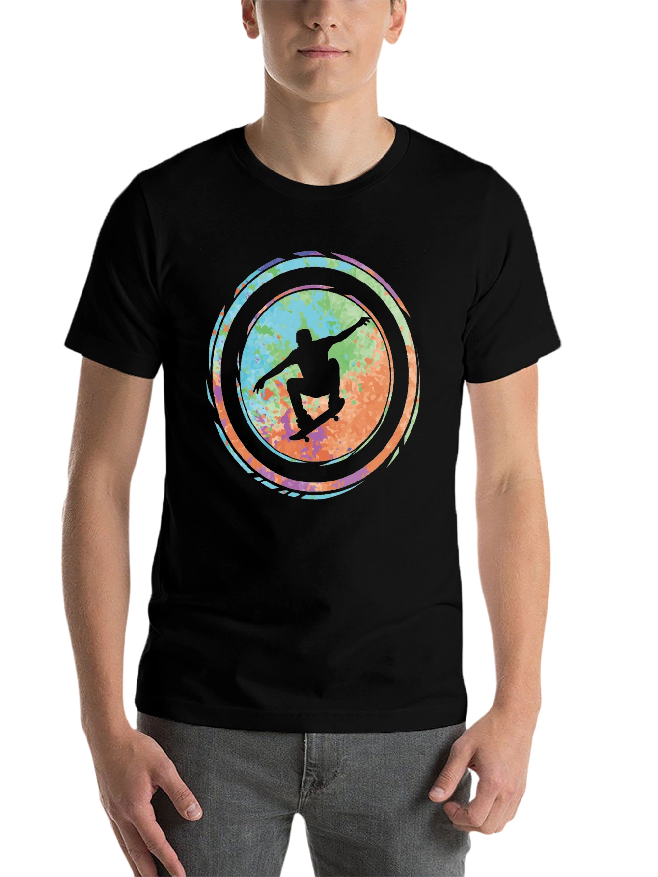 Black Skateboarder Graphic Tee - Cool & Casual view 7