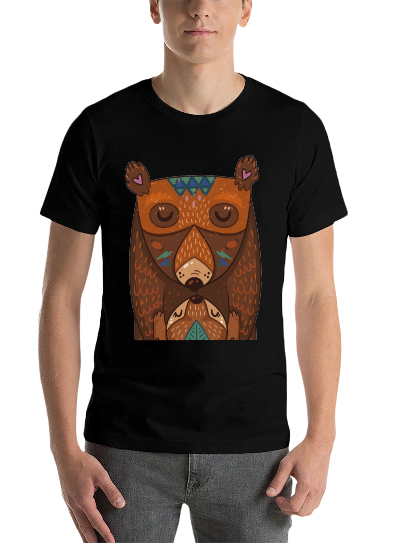 Black Bear Graphic T-Shirt - Unique Tribal Design view 7