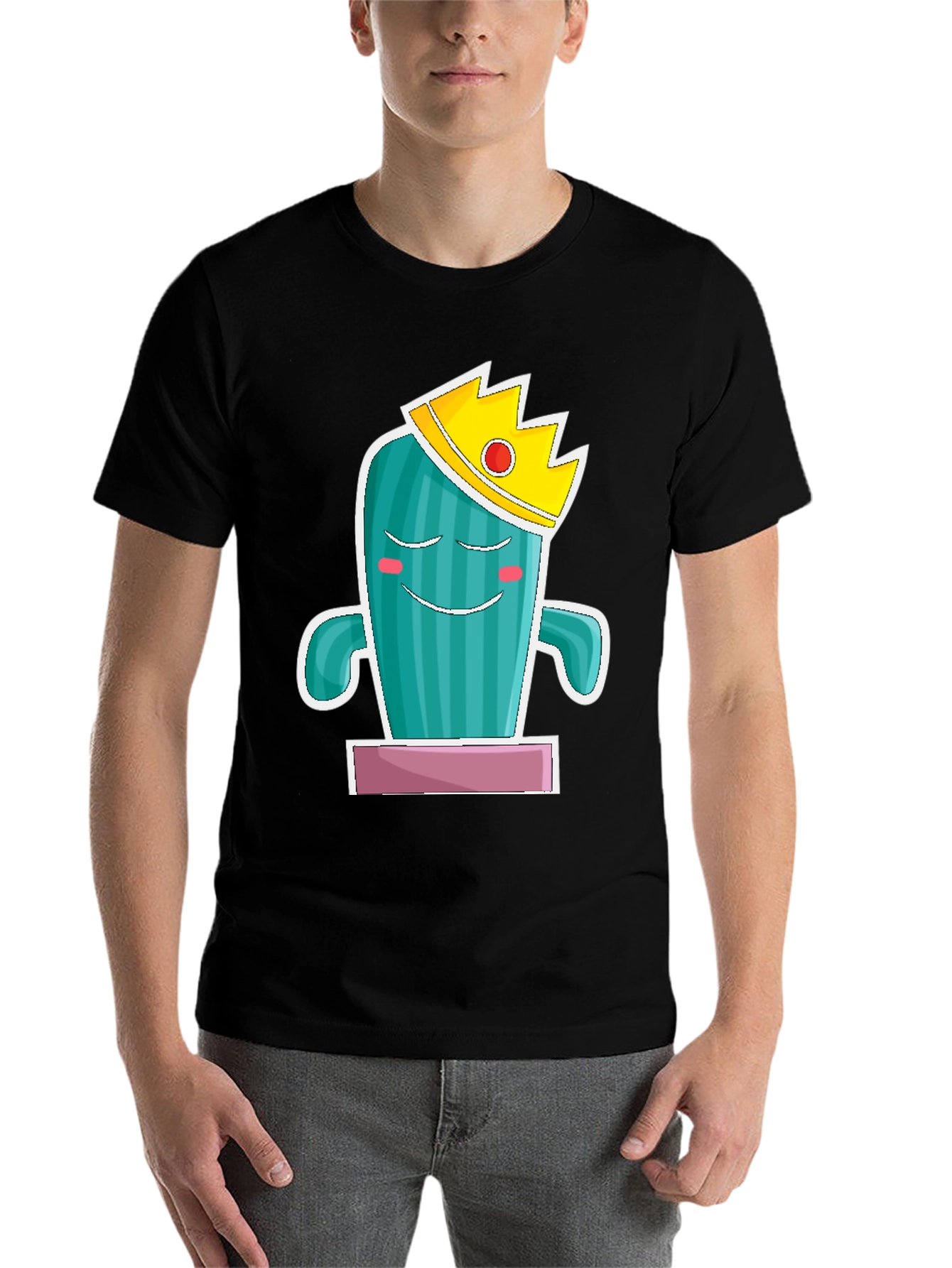Black Cactus King Graphic Tee - Men's Black T-Shirt view 7
