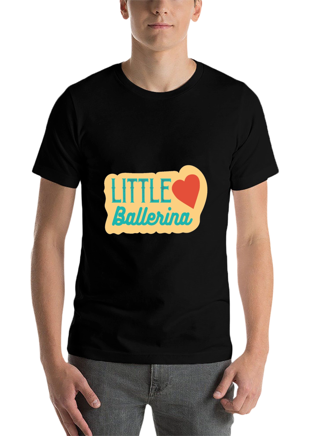 Black Little Ballerina Graphic Tee - Cute Heart Design view 7