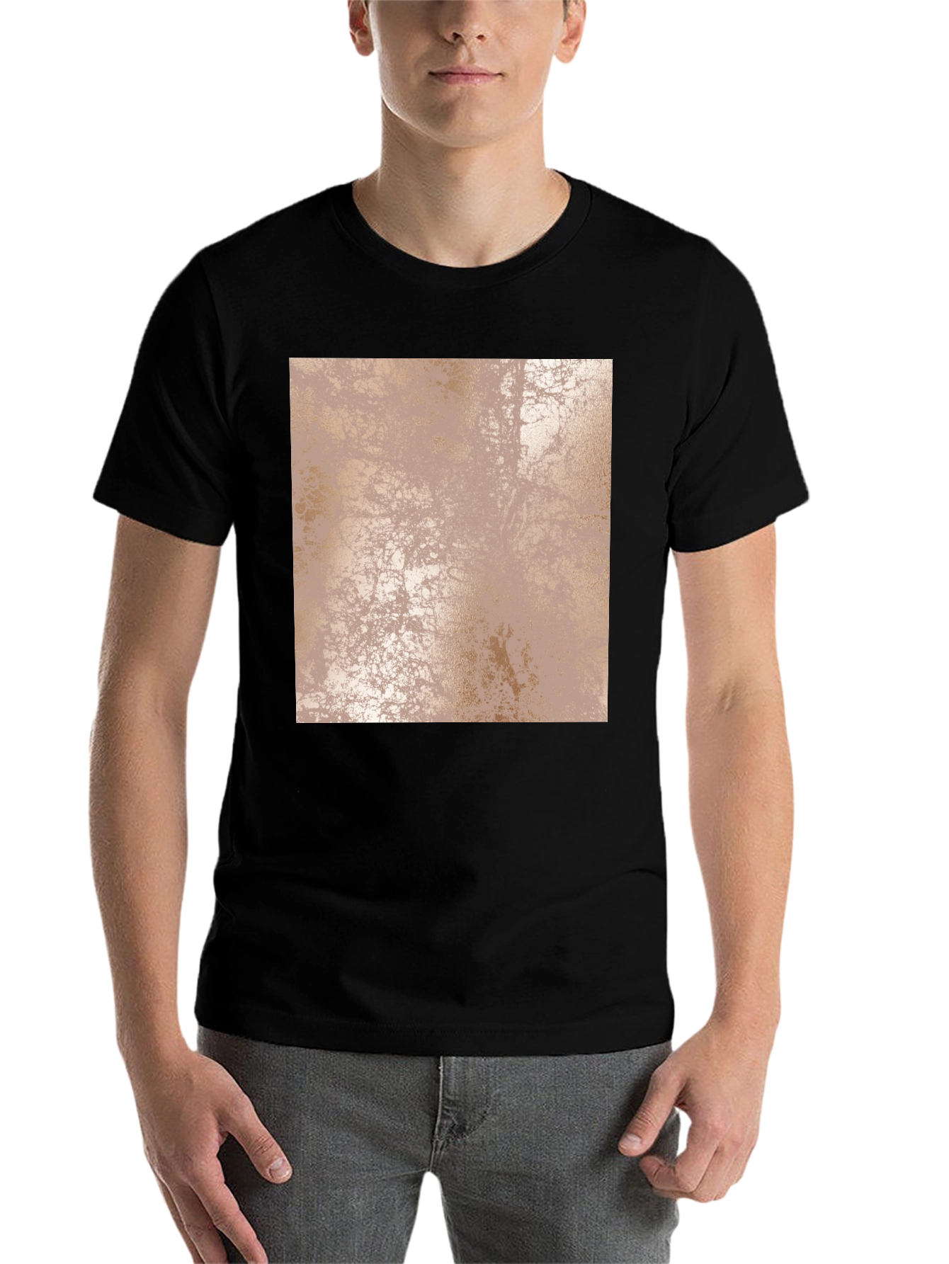 Black Abstract Design Black T-Shirt view 7