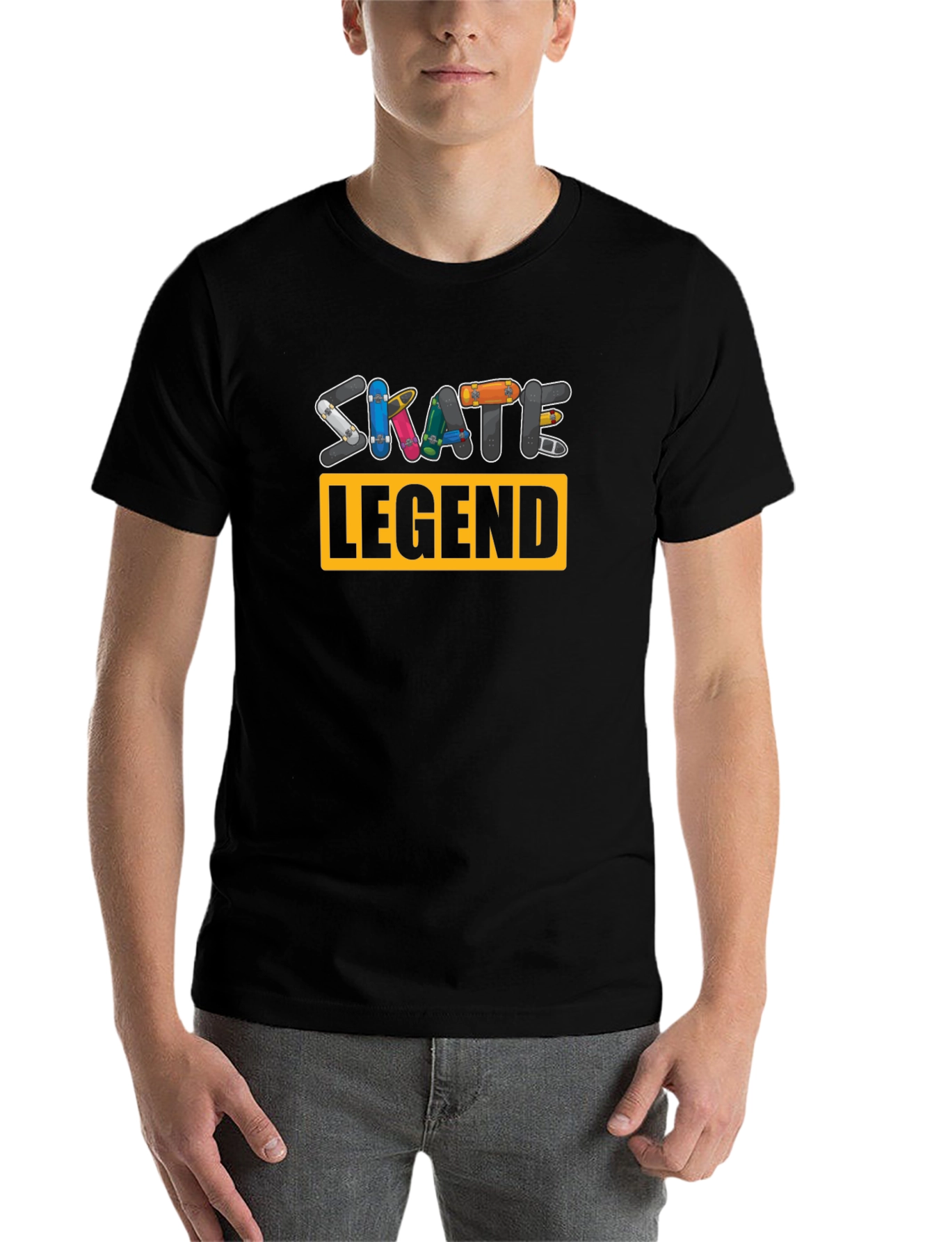 Black Skate Legend Graphic T-Shirt - Black Crew Neck Tee view 7