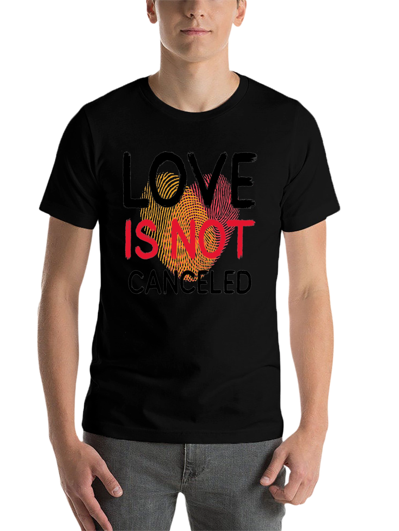 Black Love Is Not Canceled Graphic Tee - Black Crew Neck view 7