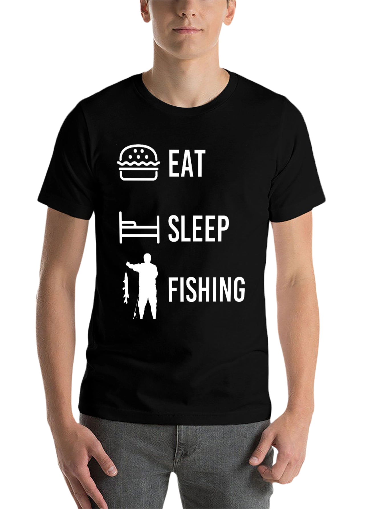 Black Eat Sleep Fishing Black Graphic T-Shirt view 7