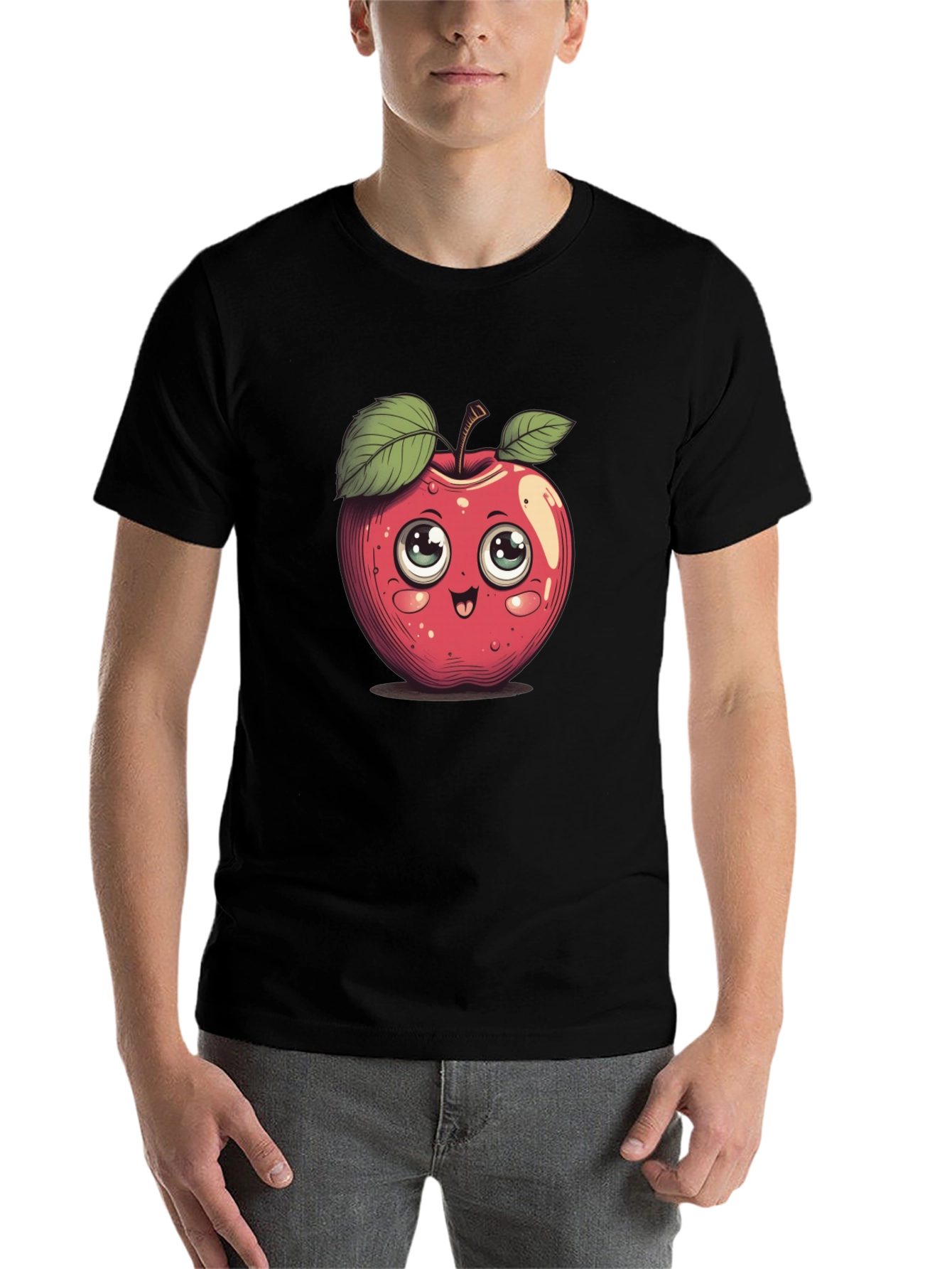 Cute Cartoon Apple Graphic Tee - 7