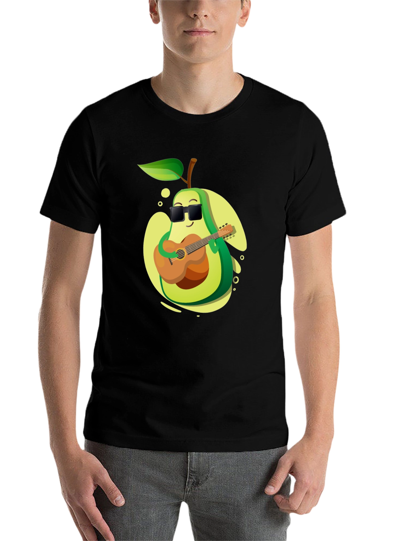 Black Avocado Guitarist Graphic T-Shirt - Cool Music Lover Tee view 7