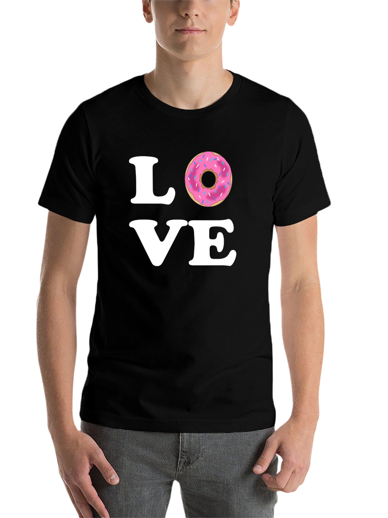 Black Love Donut Graphic Tee - Black Cotton T-Shirt view 7