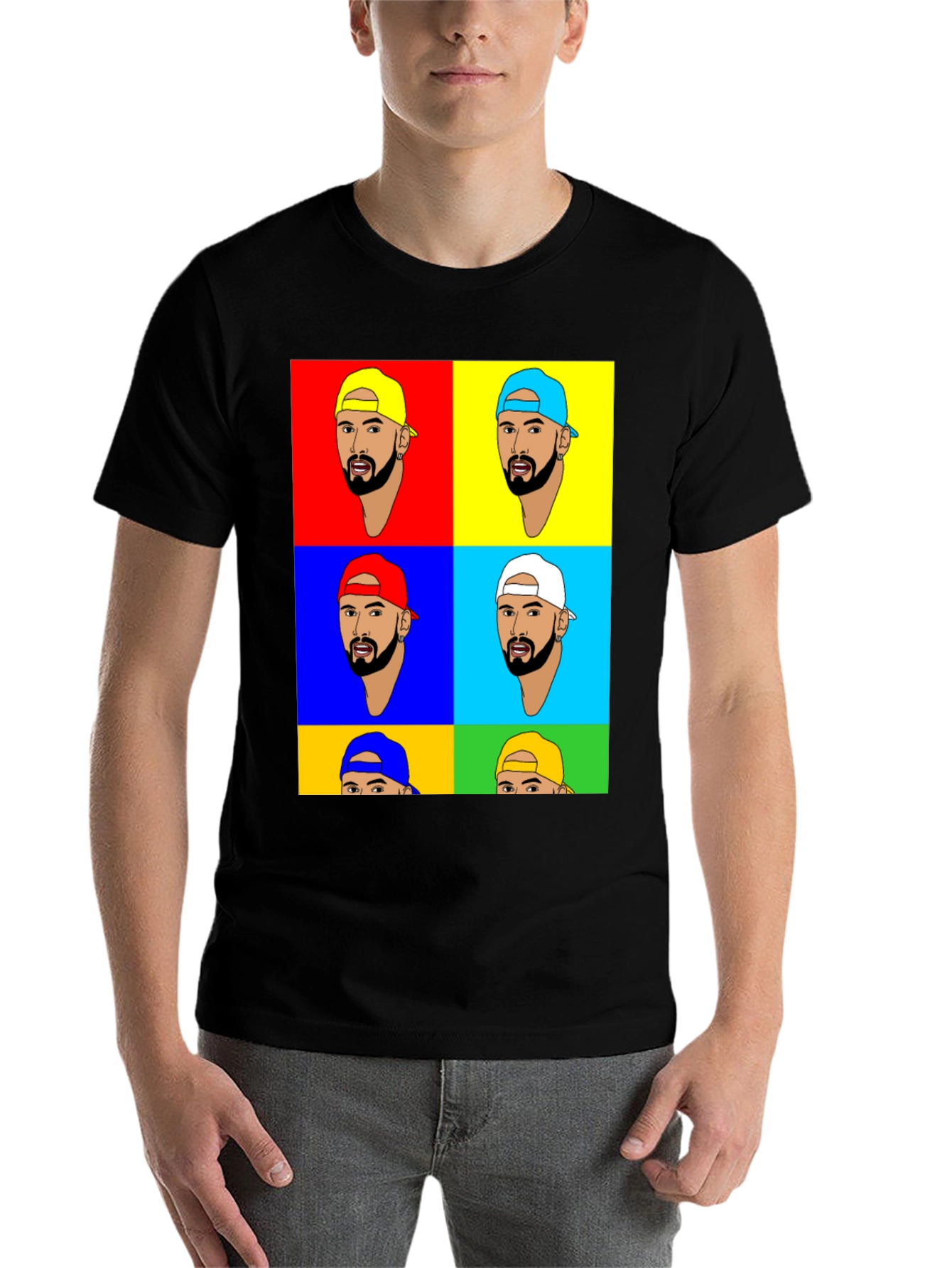 Black Pop Art Graphic Tee - Trendy & Unique Design view 7