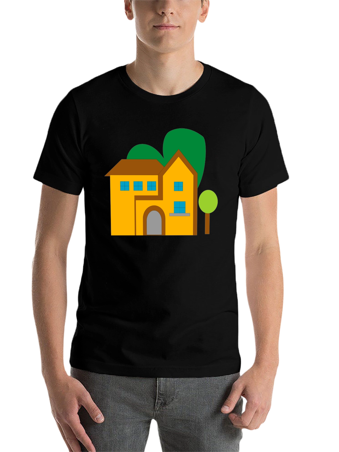 Black House Graphic Tee - Black Cotton Blend Shirt view 7