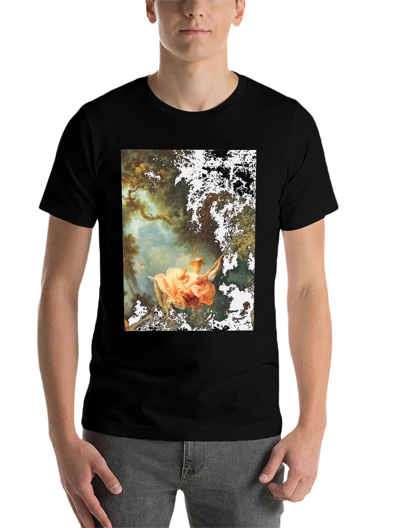 Black Artistic Men's Black T-Shirt - The Swing view 7